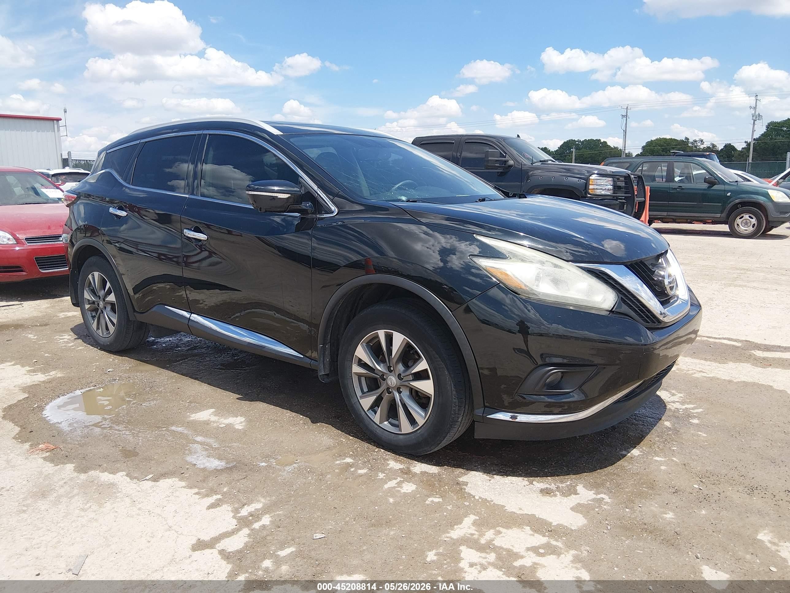 2015 Nissan Murano Sl Black vin: 5N1AZ2MG1FN217058