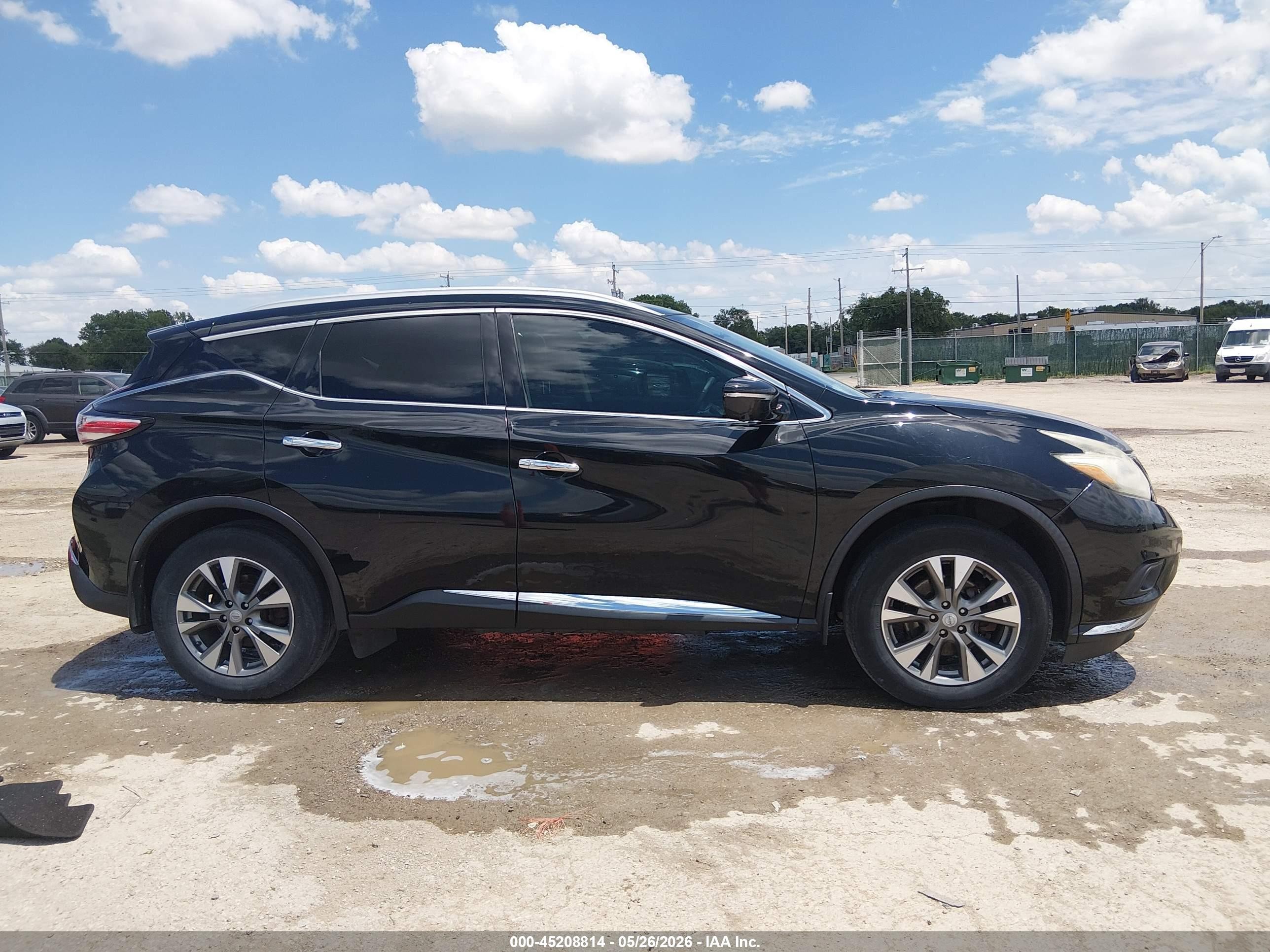 2015 Nissan Murano Sl Black vin: 5N1AZ2MG1FN217058