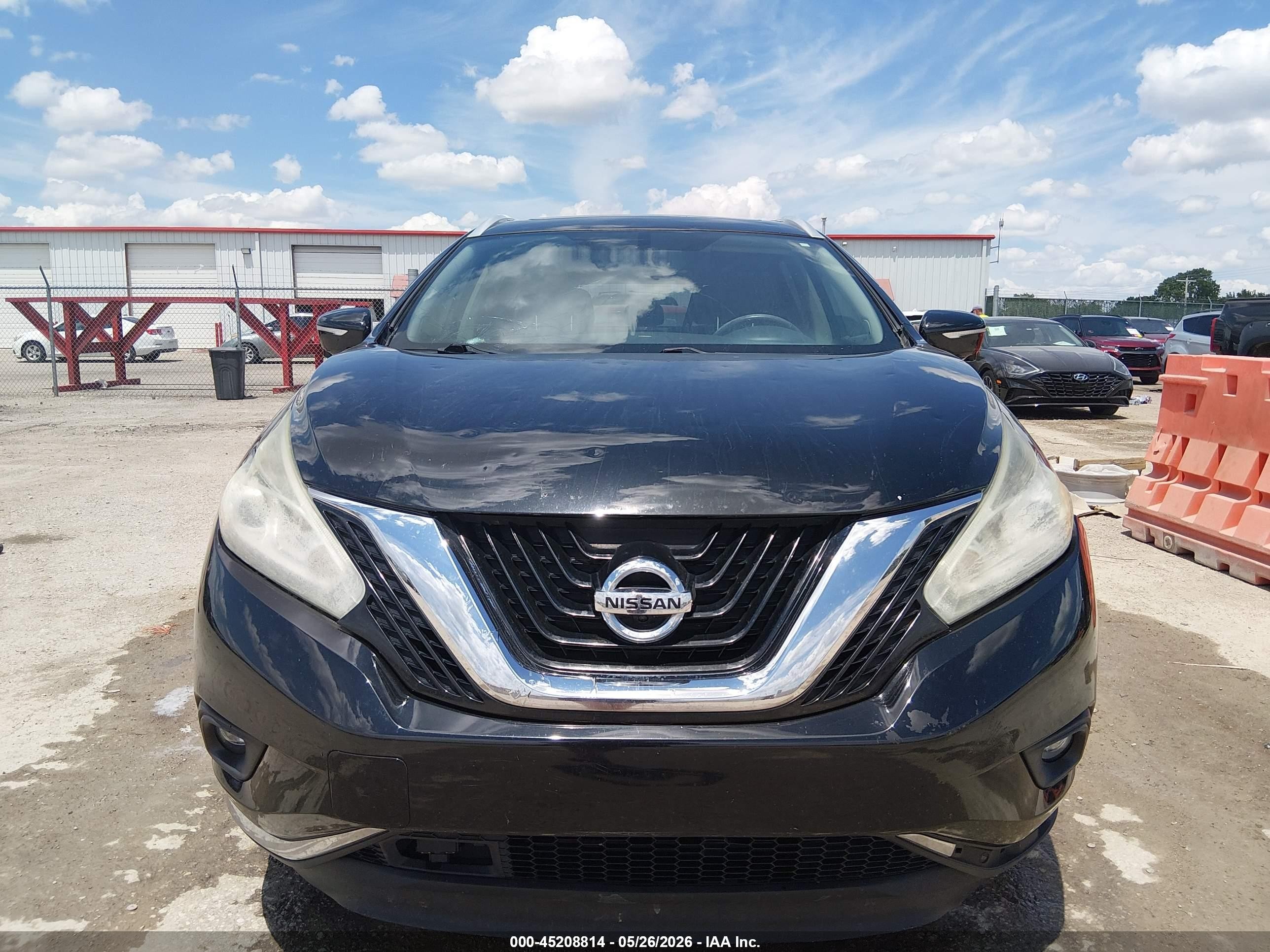 2015 Nissan Murano Sl Black vin: 5N1AZ2MG1FN217058