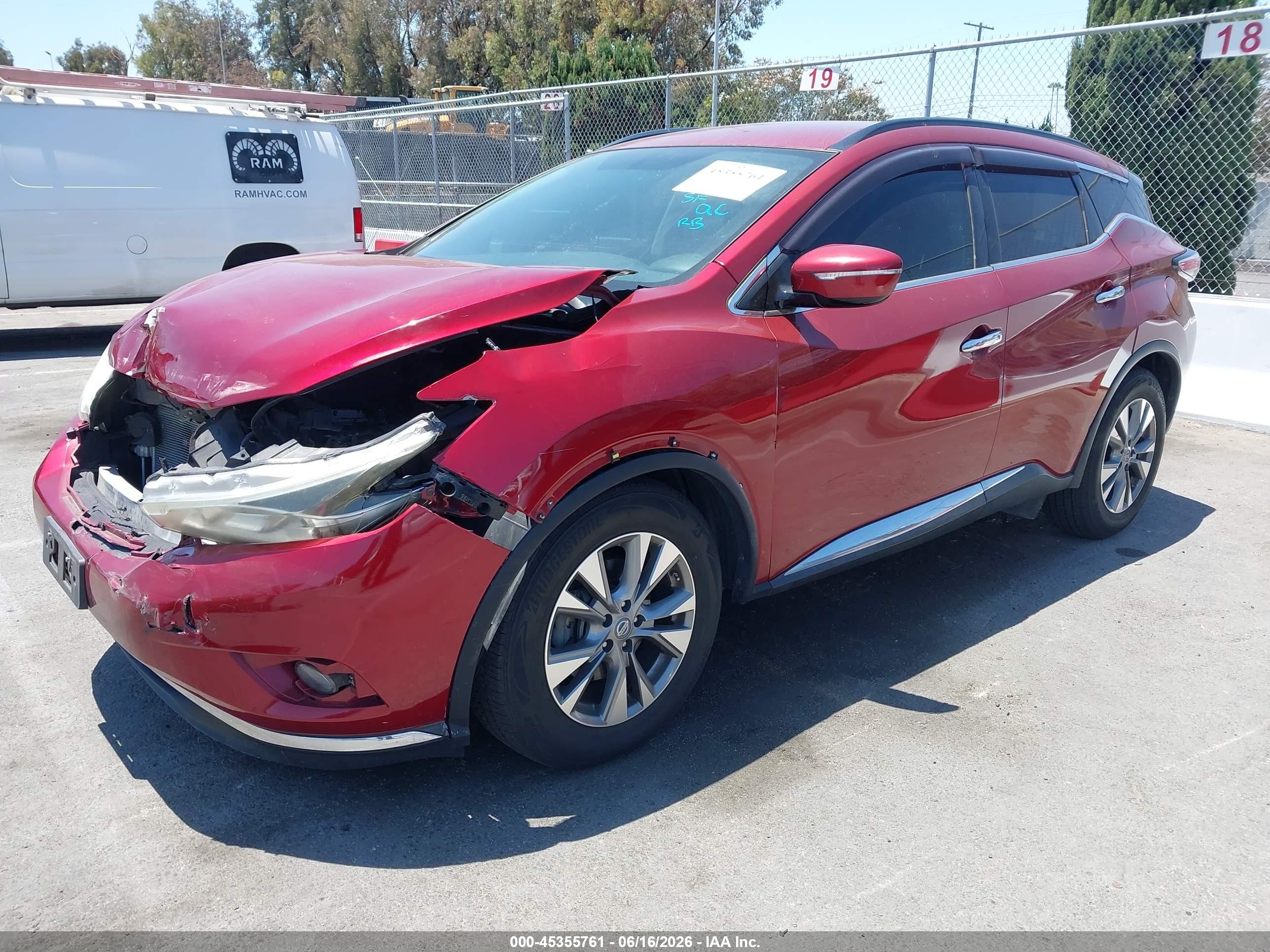 2015 Nissan Murano Sv Red vin: 5N1AZ2MG1FN261707