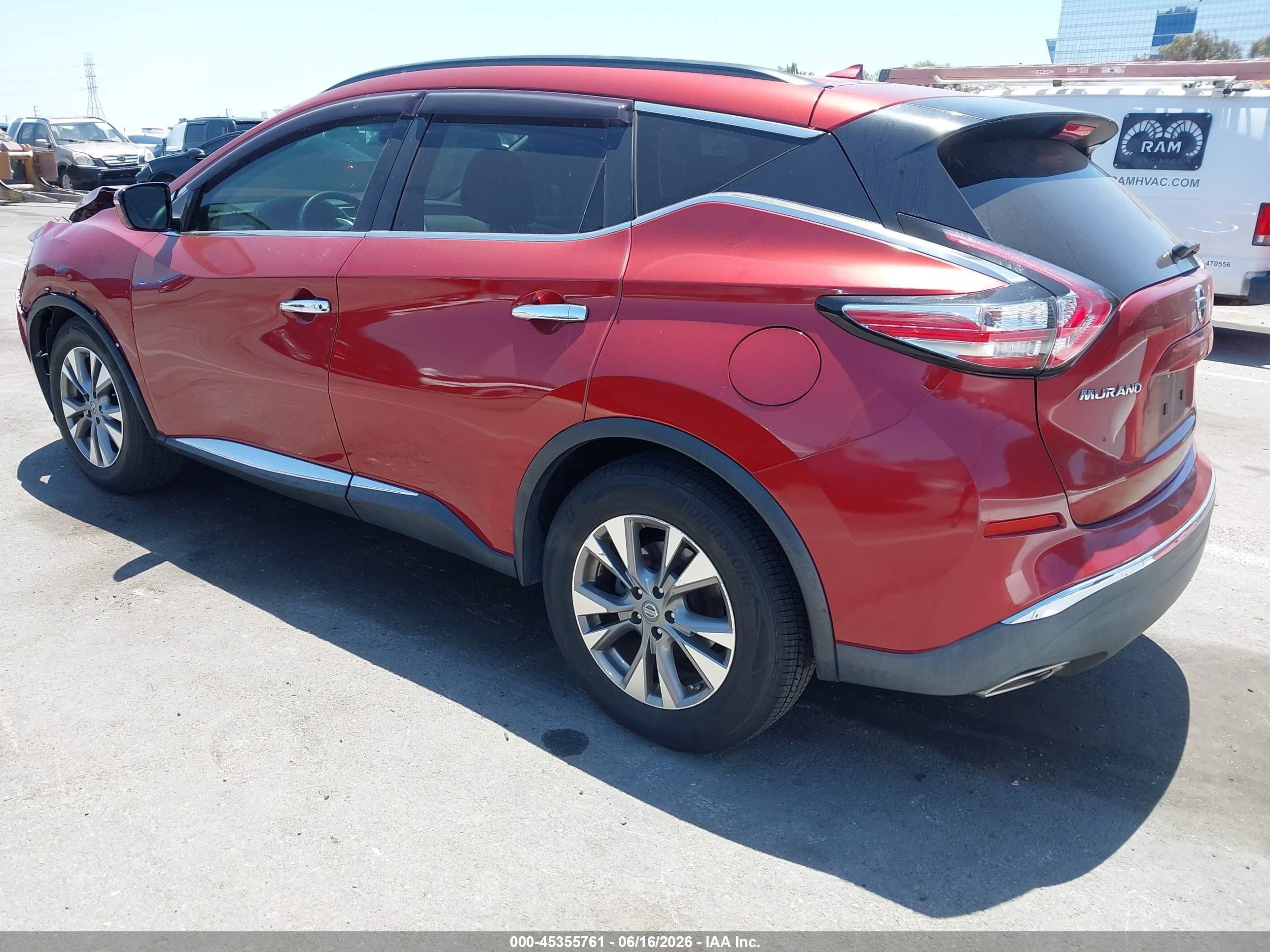 2015 Nissan Murano Sv Red vin: 5N1AZ2MG1FN261707