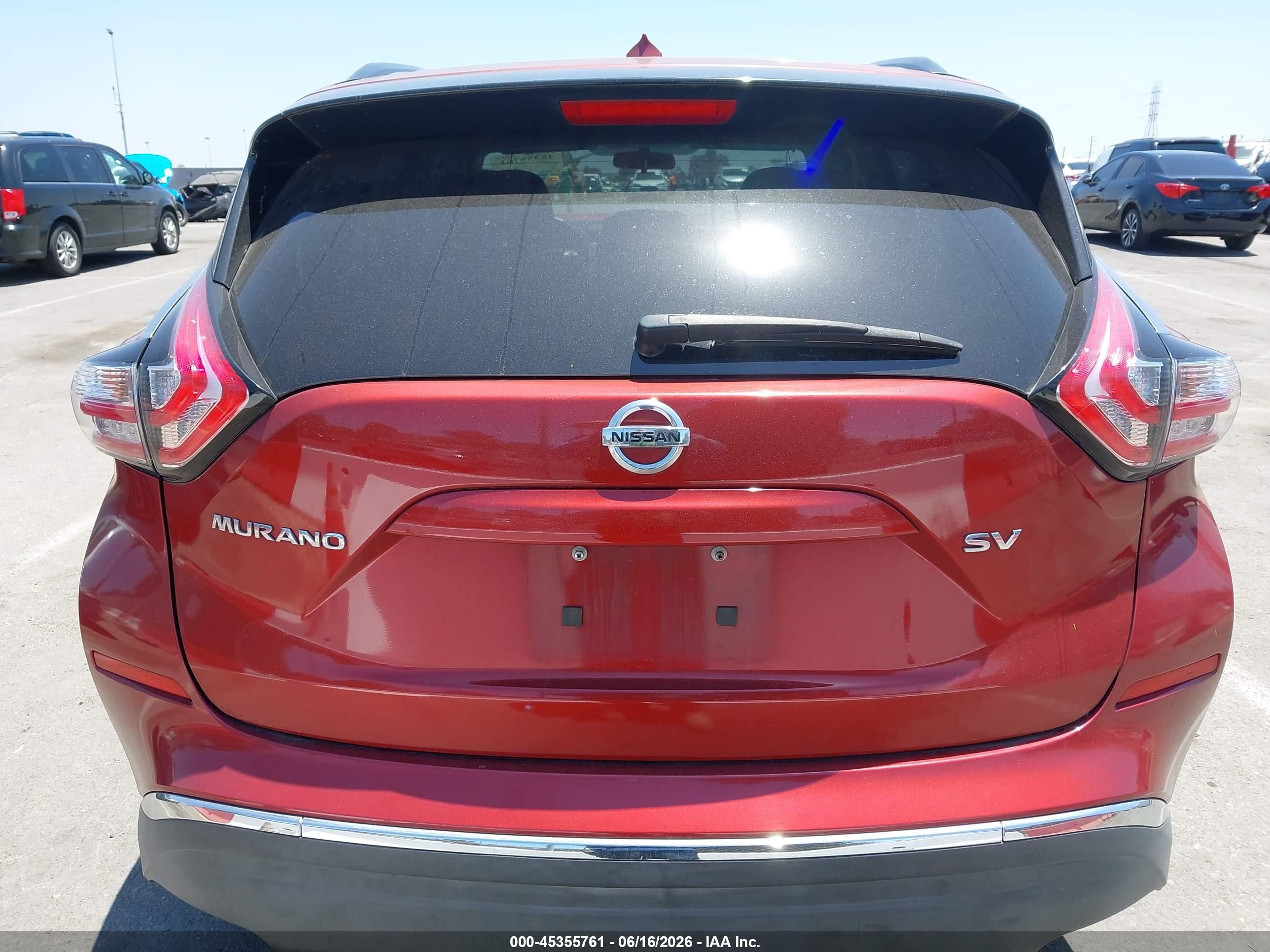 2015 Nissan Murano Sv Red vin: 5N1AZ2MG1FN261707