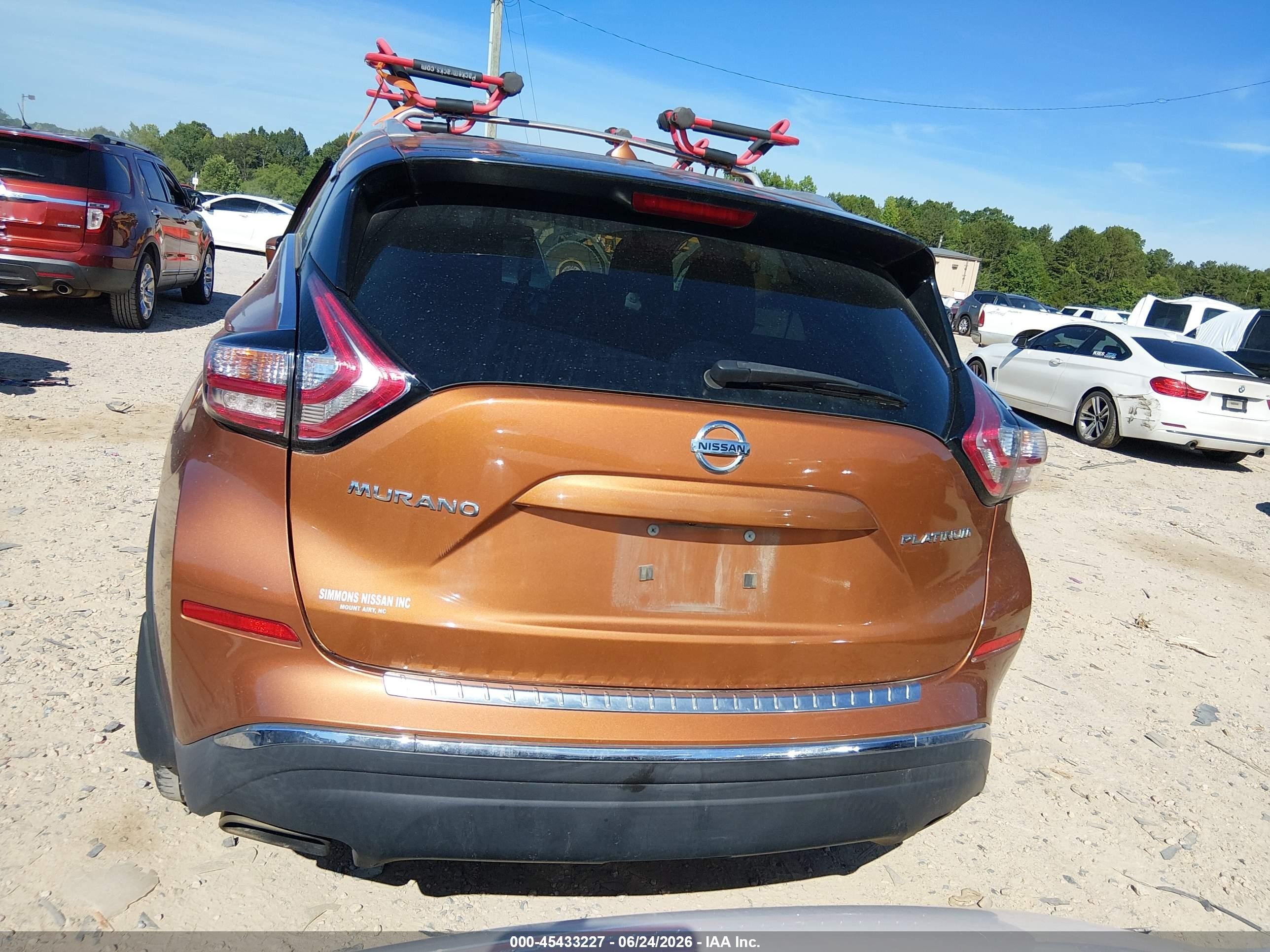 2015 Nissan Murano Platinum Orange vin: 5N1AZ2MG1FN273033