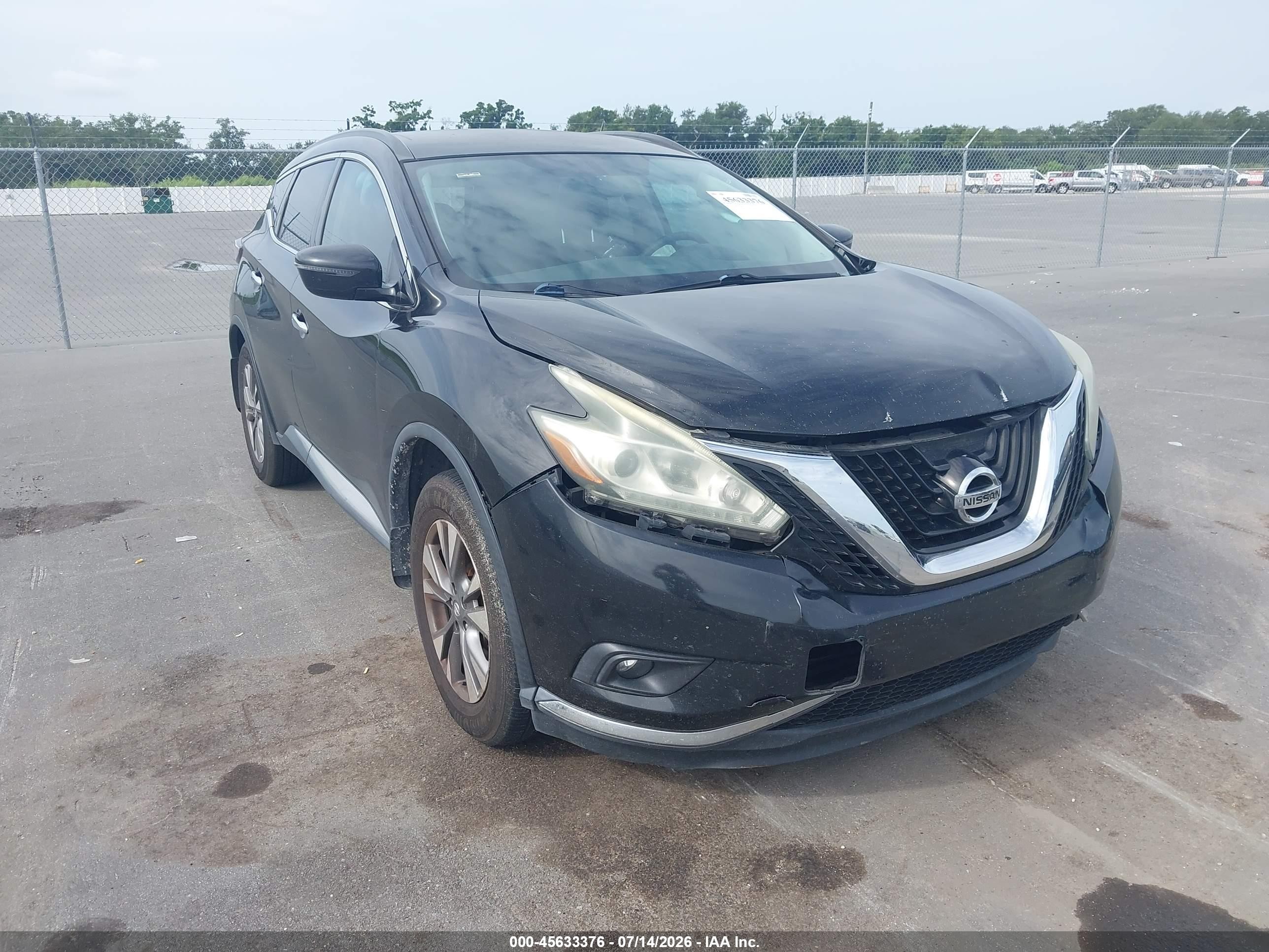 2015 Nissan Murano Sv Black vin: 5N1AZ2MG1FN285635
