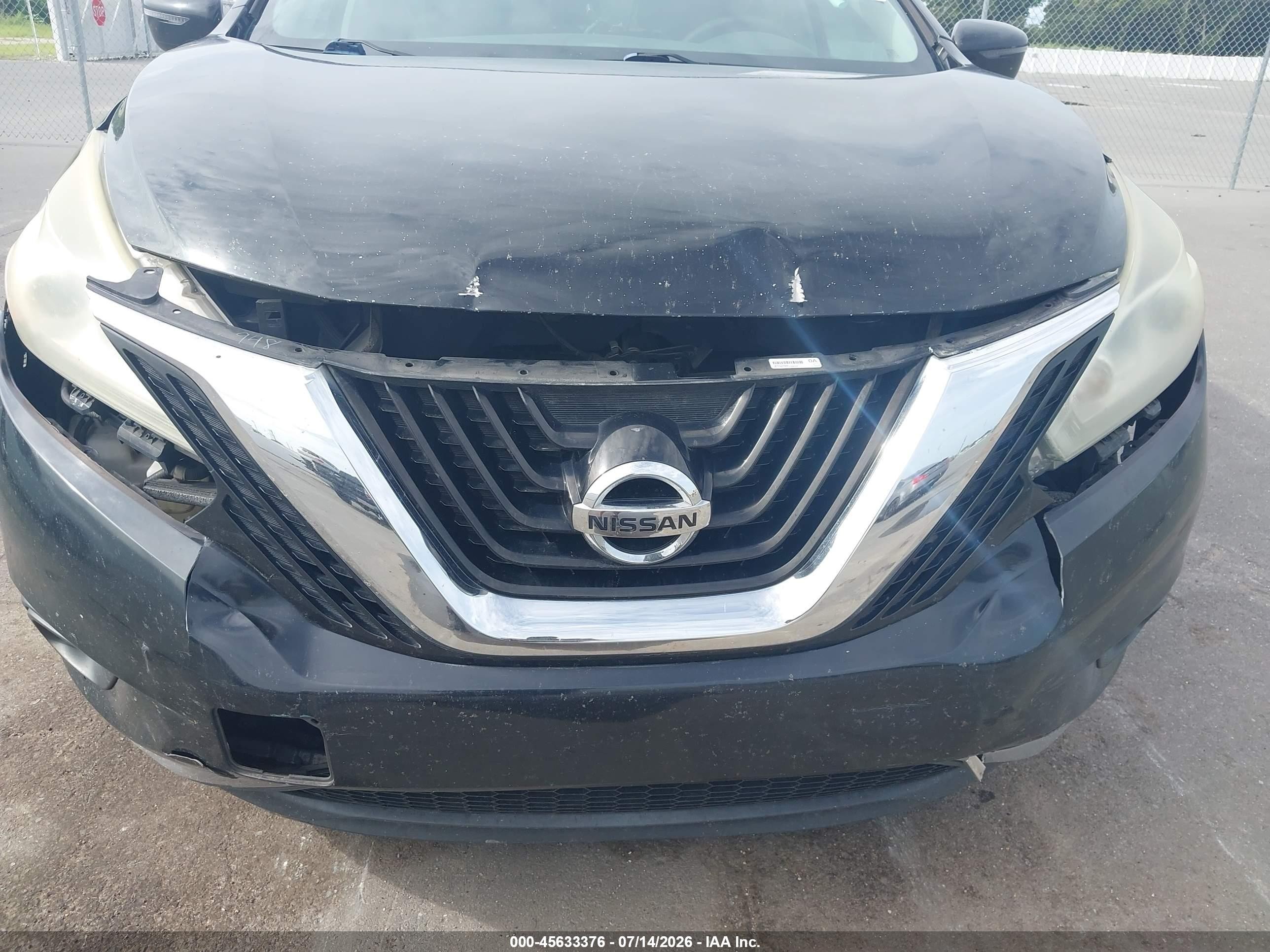 2015 Nissan Murano Sv Black vin: 5N1AZ2MG1FN285635