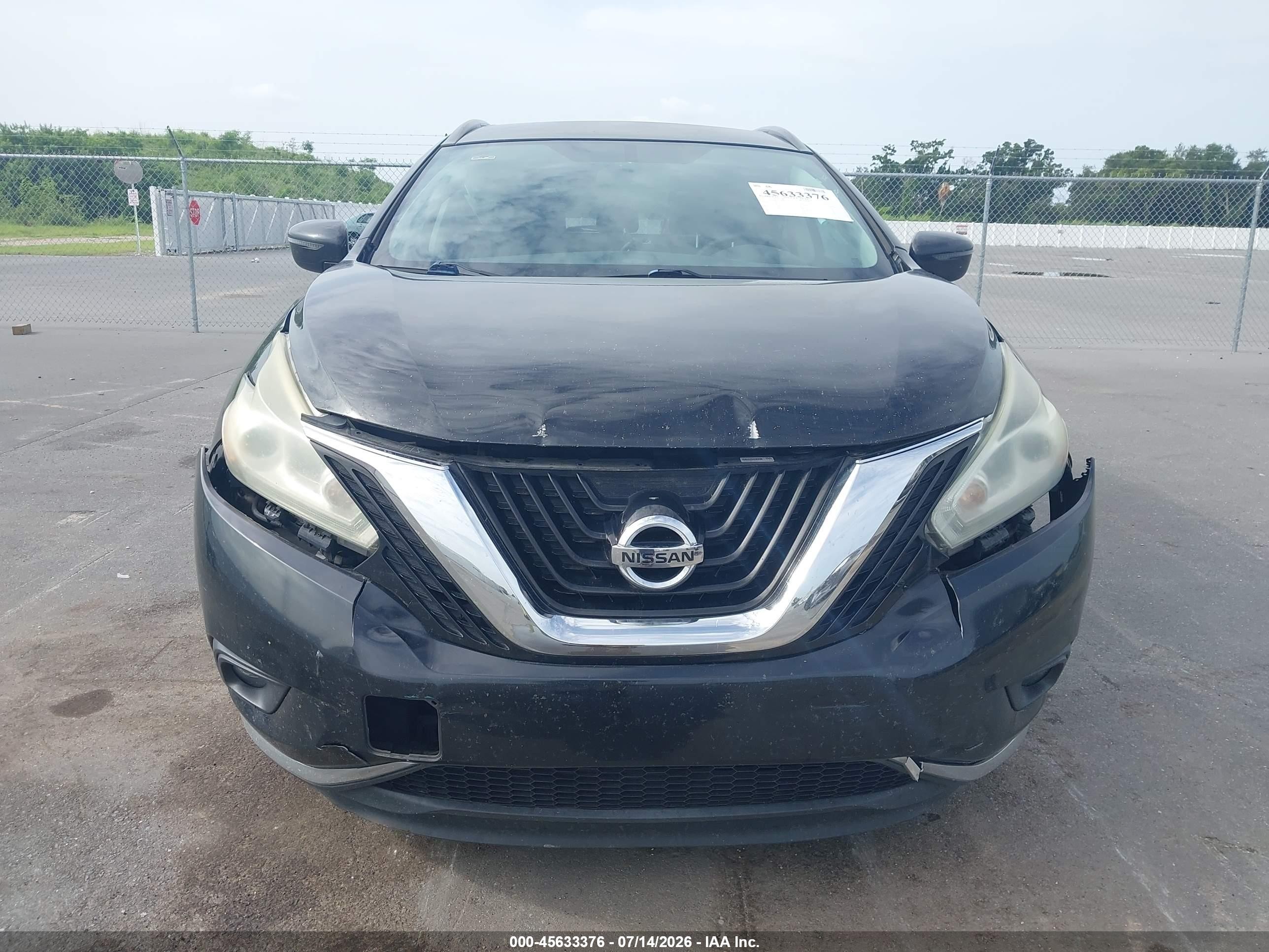2015 Nissan Murano Sv Black vin: 5N1AZ2MG1FN285635