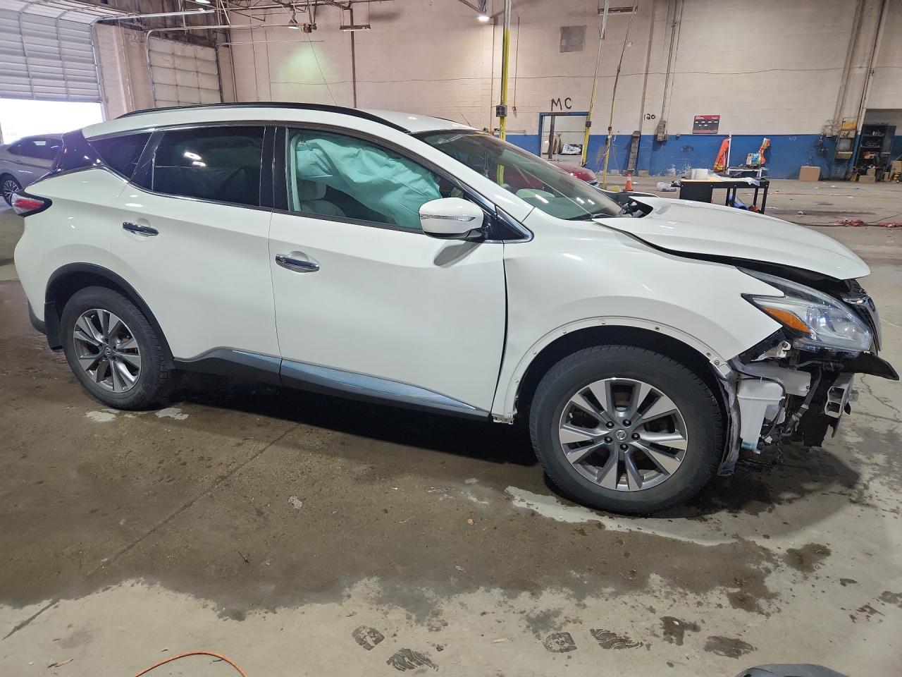 2015 Nissan Murano Sv Белый vin: 5N1AZ2MG2FN223385 Damage: Right Front Fender, Dent(S) W/No Paint Dmg, 9 To 10 Inches