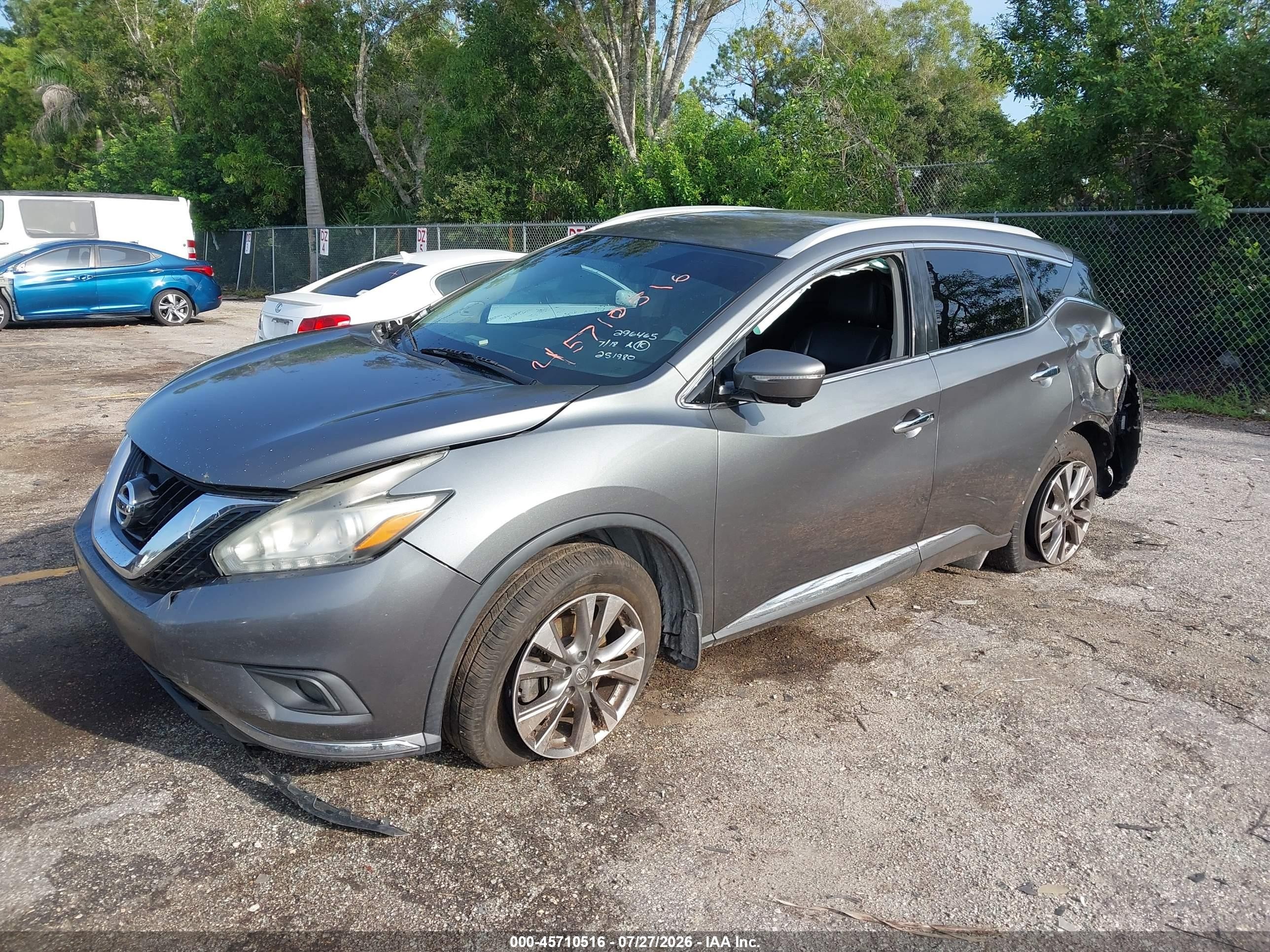 2015 Nissan Murano Sl Gray vin: 5N1AZ2MG2FN251980