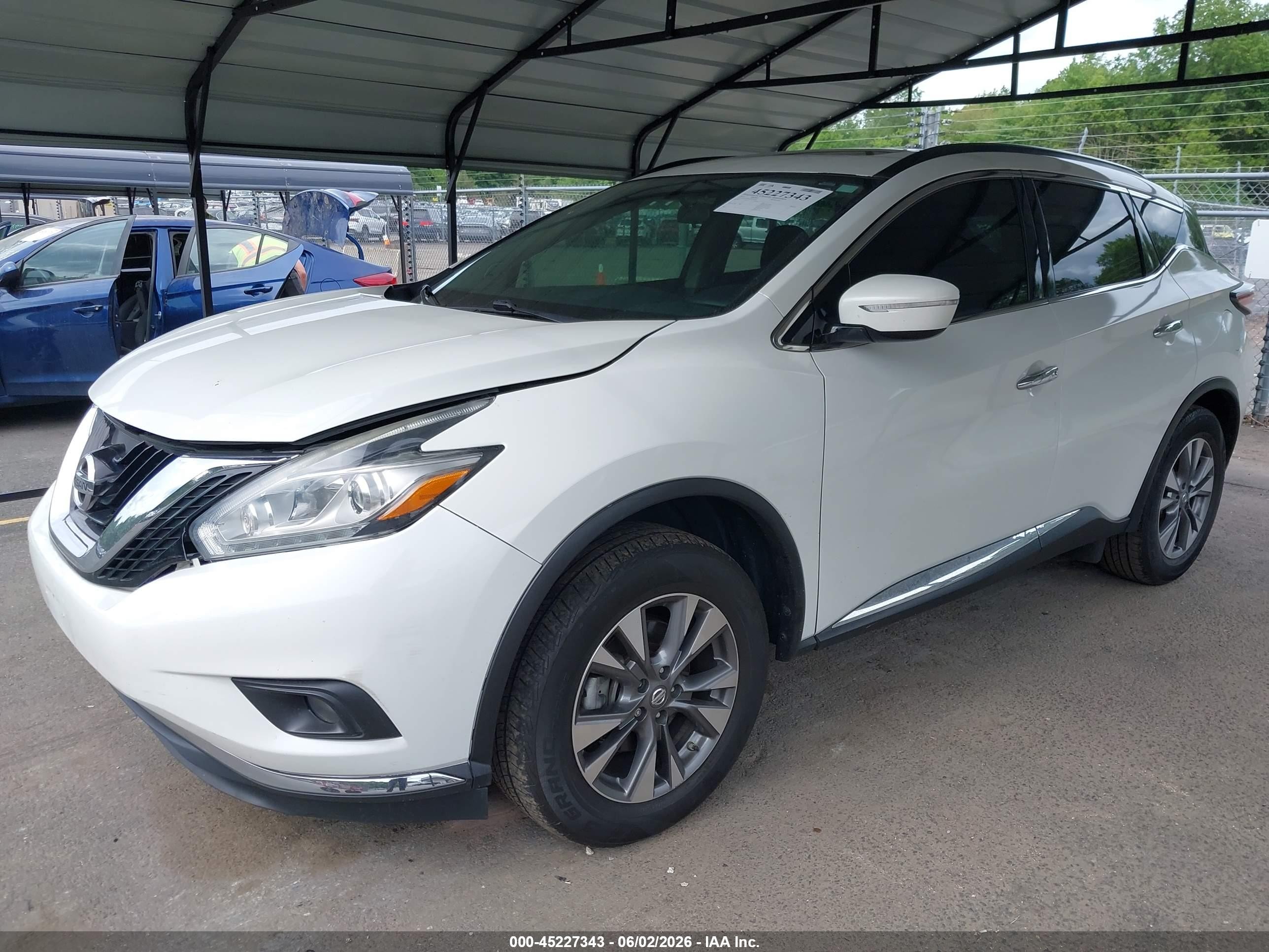 2015 Nissan Murano Sv White vin: 5N1AZ2MG2FN262526