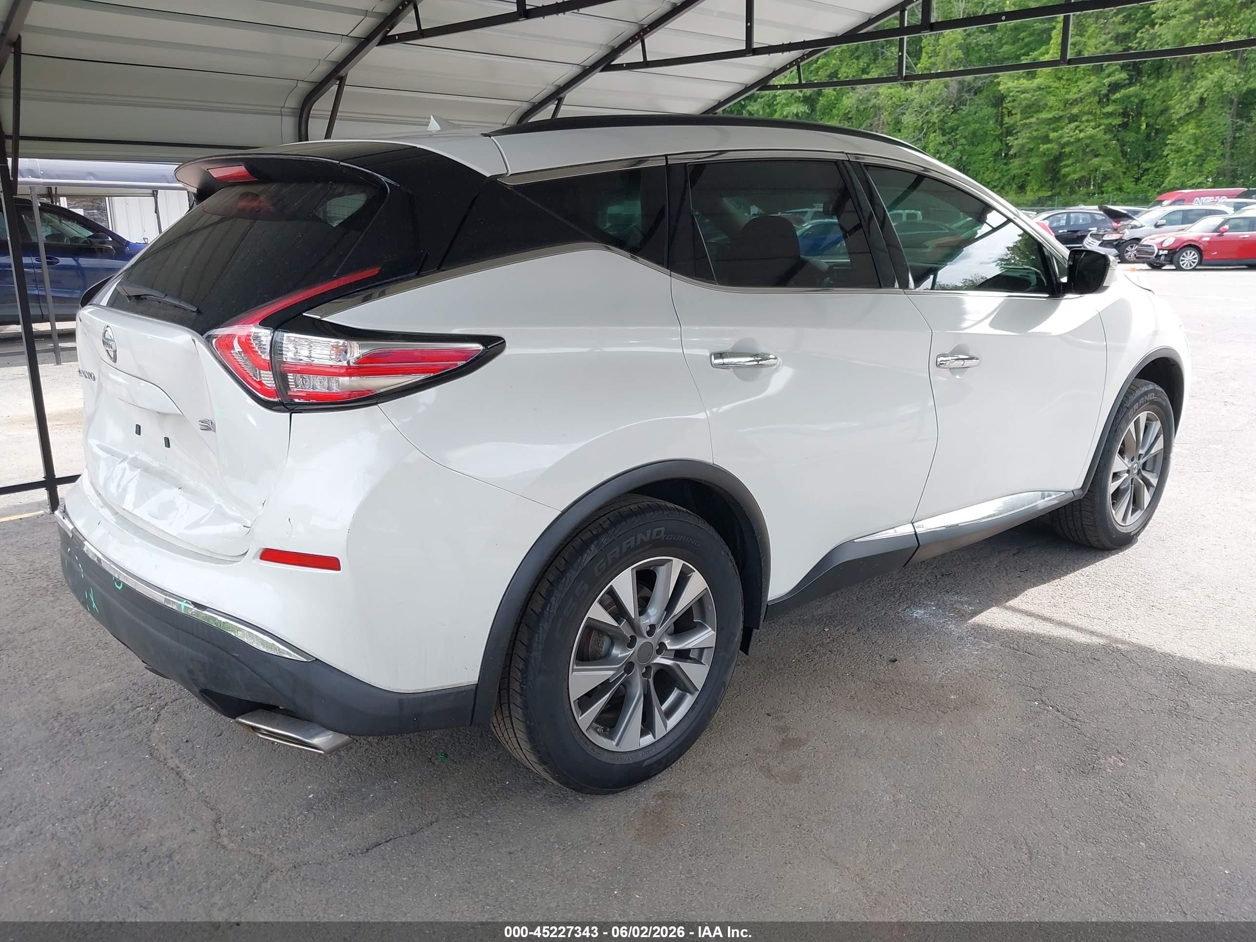 2015 Nissan Murano Sv White vin: 5N1AZ2MG2FN262526
