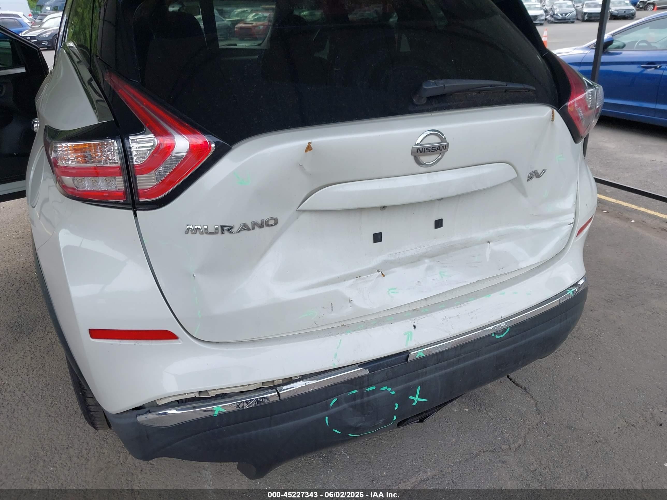 2015 Nissan Murano Sv White vin: 5N1AZ2MG2FN262526