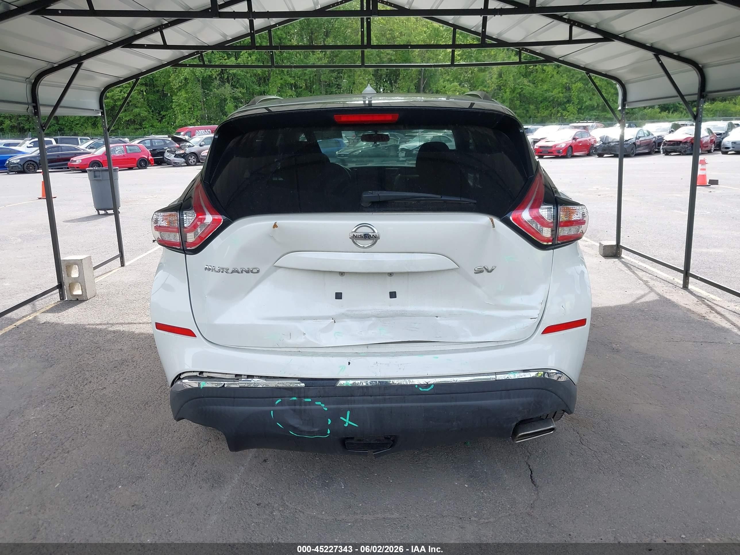 2015 Nissan Murano Sv White vin: 5N1AZ2MG2FN262526