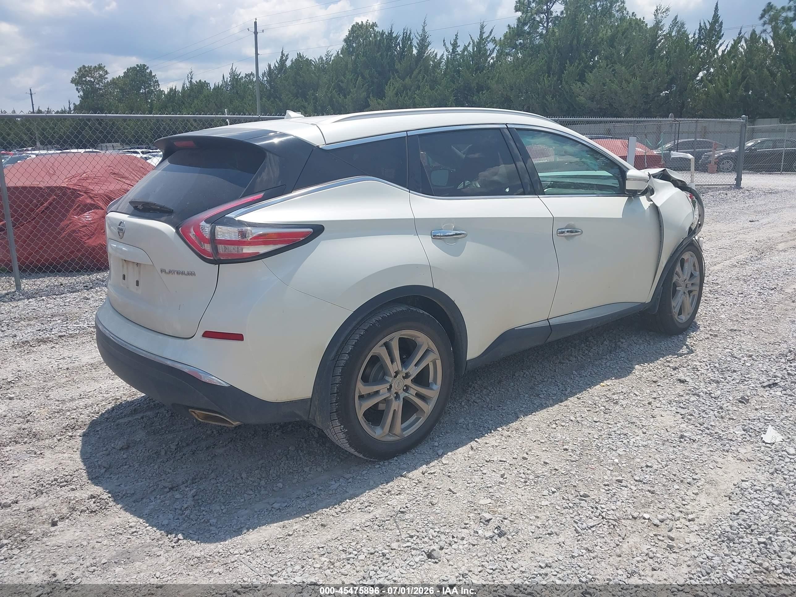 2015 Nissan Murano Platinum/s/sl/sv White vin: 5N1AZ2MG2FN269959