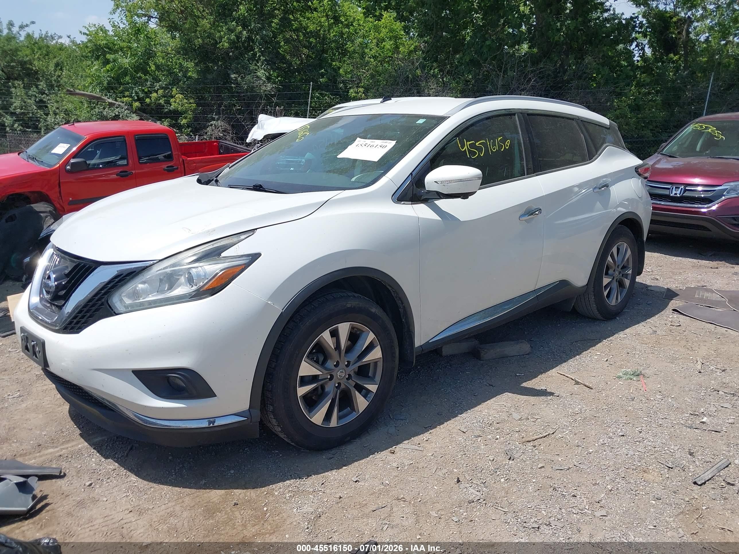 2015 Nissan Murano Sl Белый vin: 5N1AZ2MG2FN283828