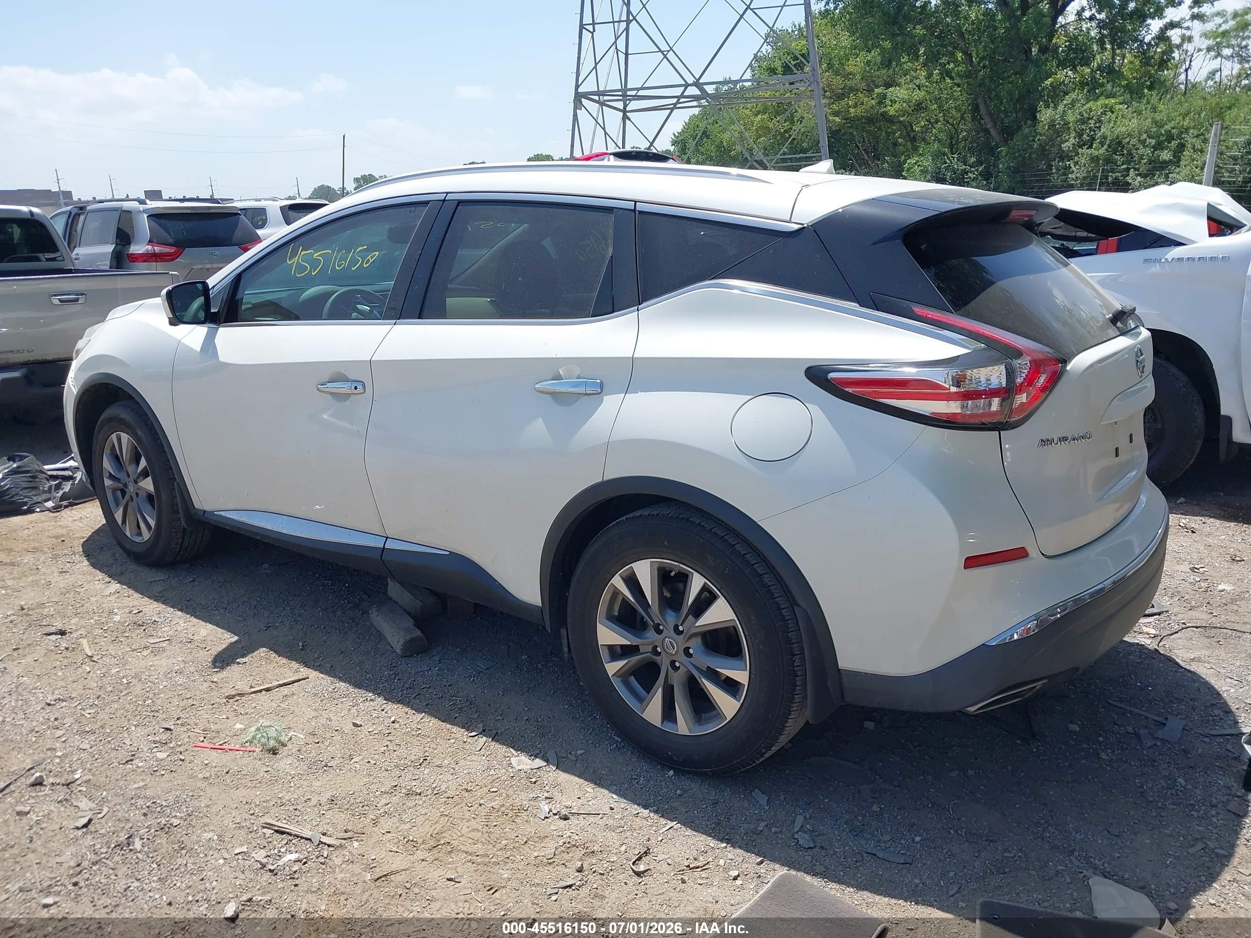2015 Nissan Murano Sl Белый vin: 5N1AZ2MG2FN283828