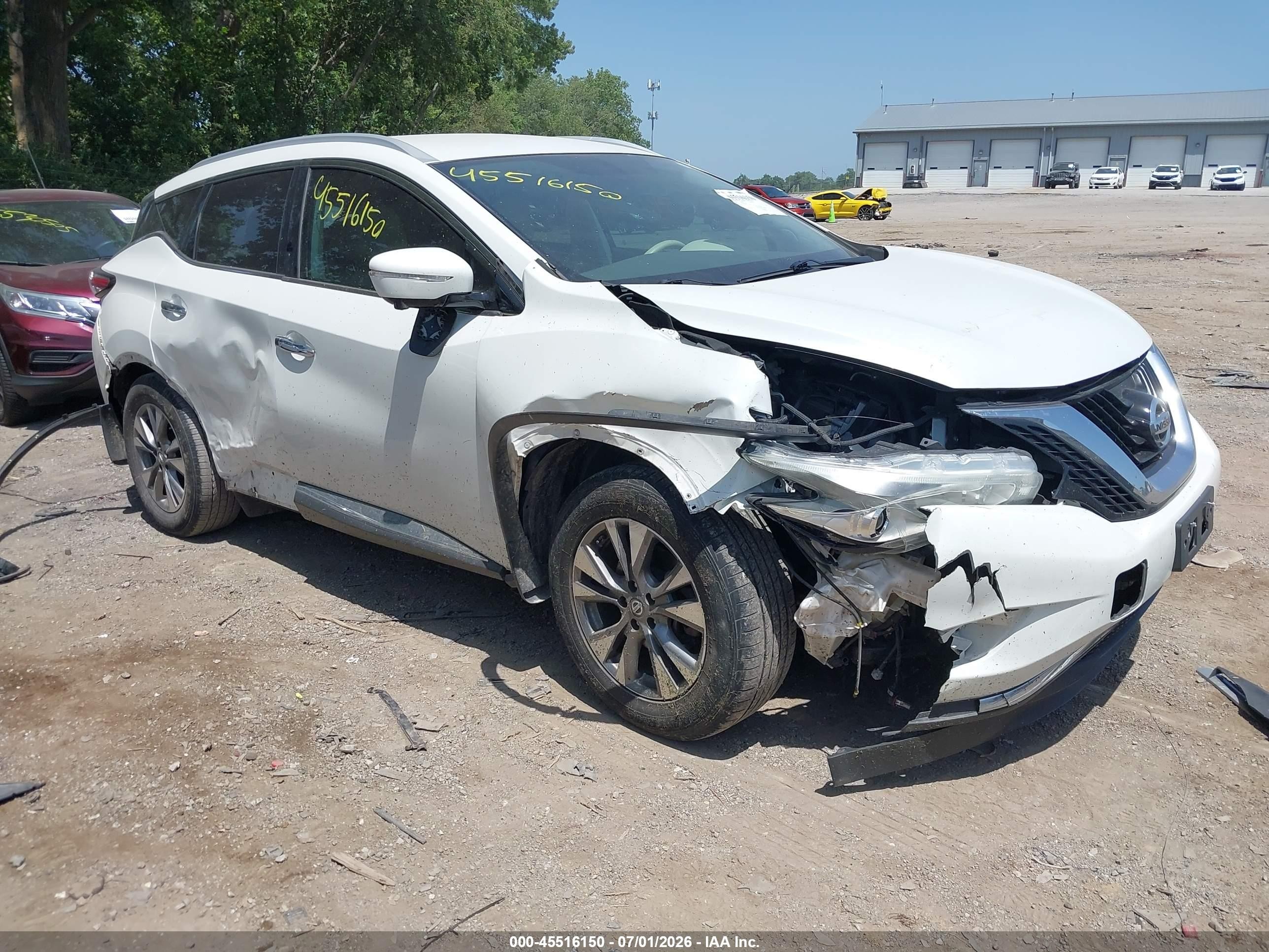 2015 Nissan Murano Sl Белый vin: 5N1AZ2MG2FN283828
