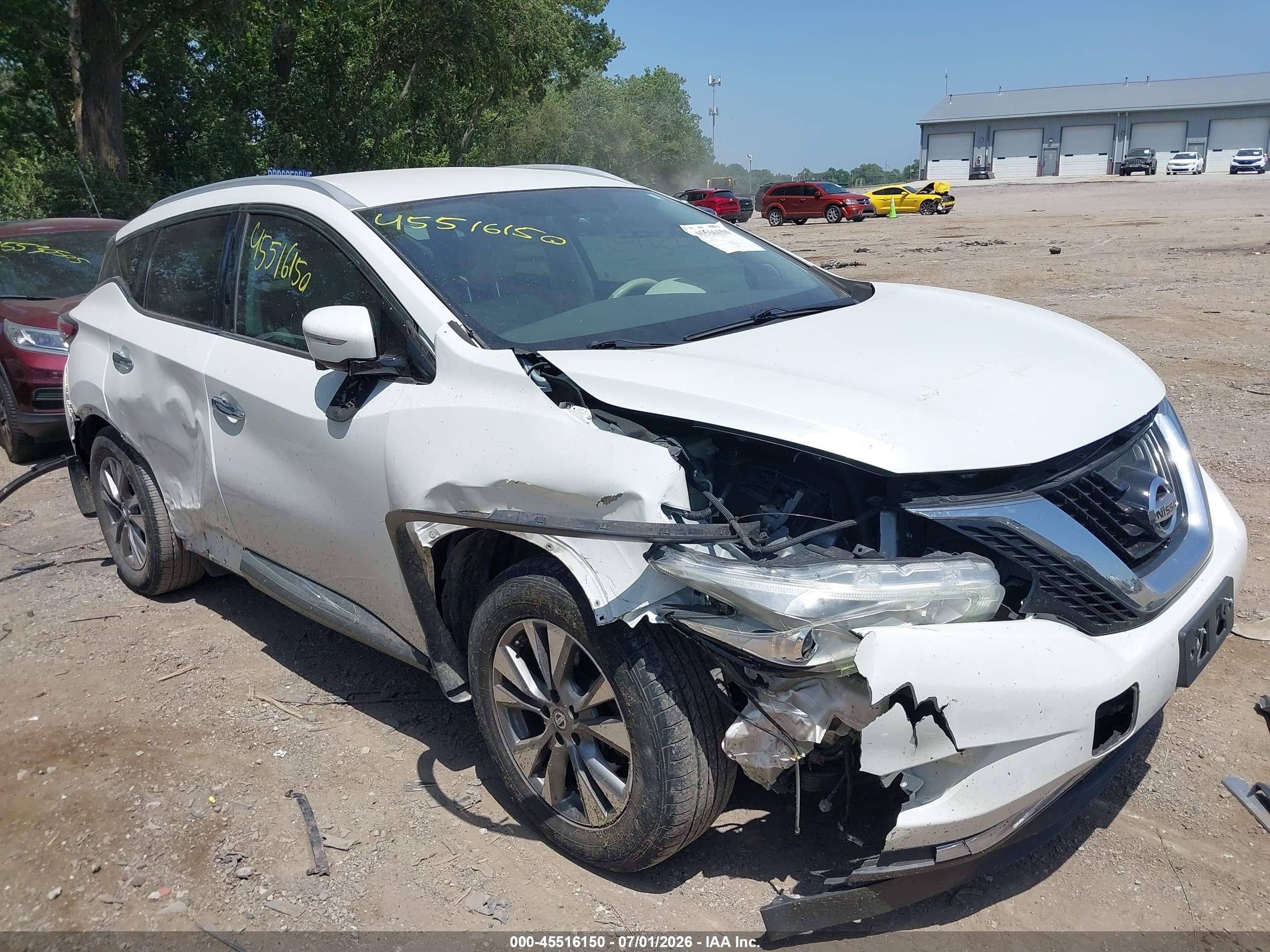 2015 Nissan Murano Sl Белый vin: 5N1AZ2MG2FN283828