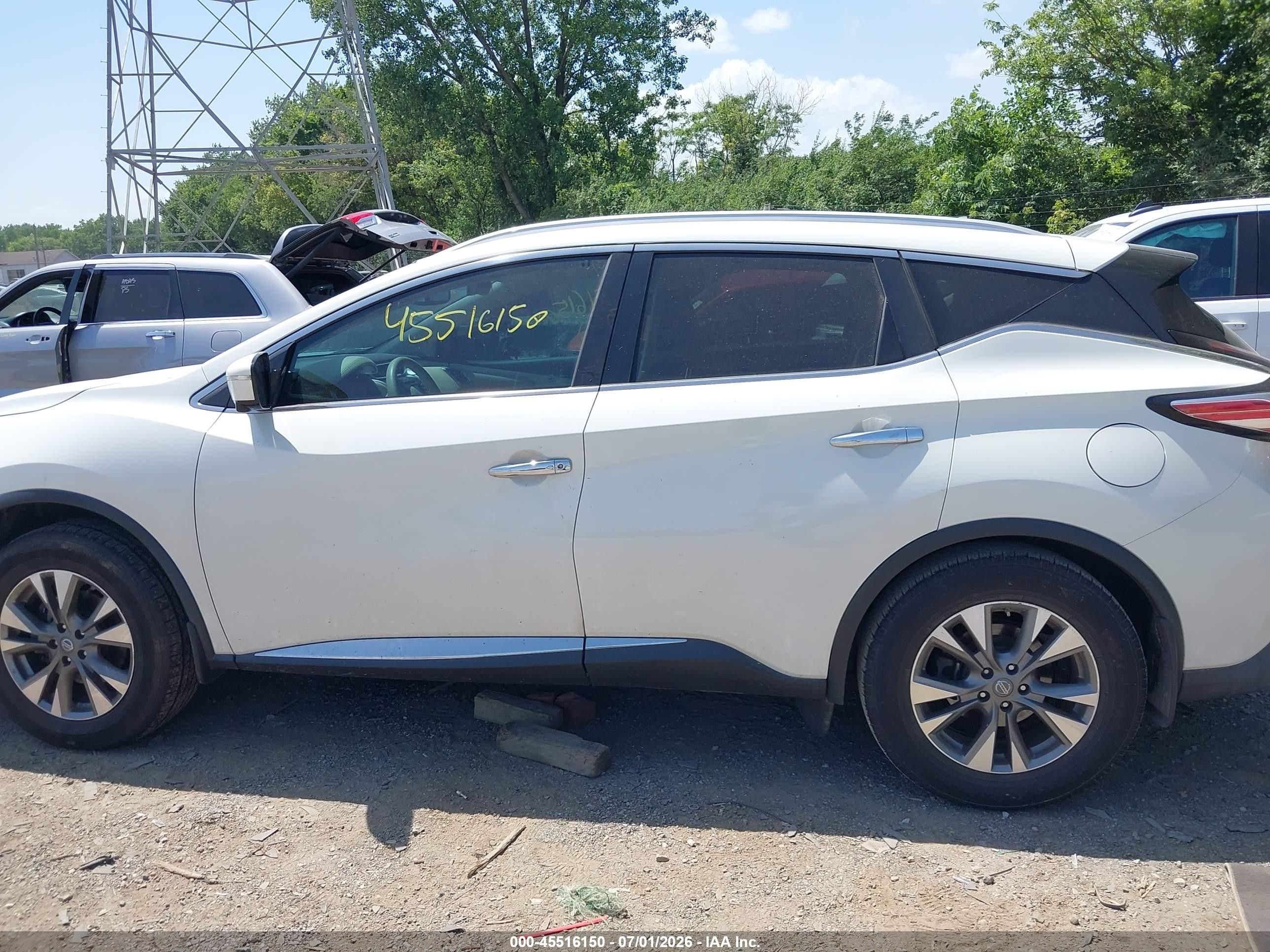 2015 Nissan Murano Sl Белый vin: 5N1AZ2MG2FN283828