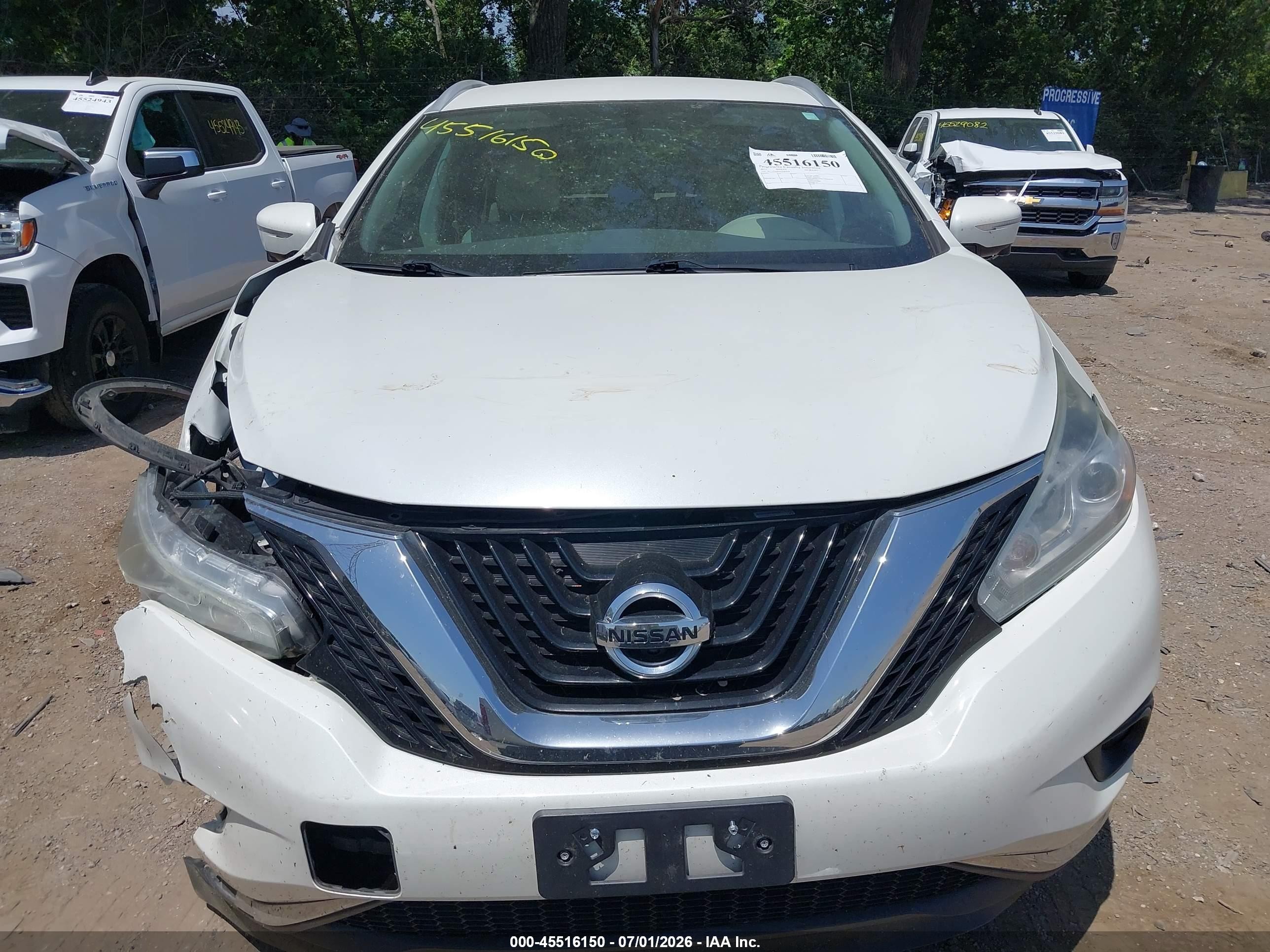 2015 Nissan Murano Sl Белый vin: 5N1AZ2MG2FN283828