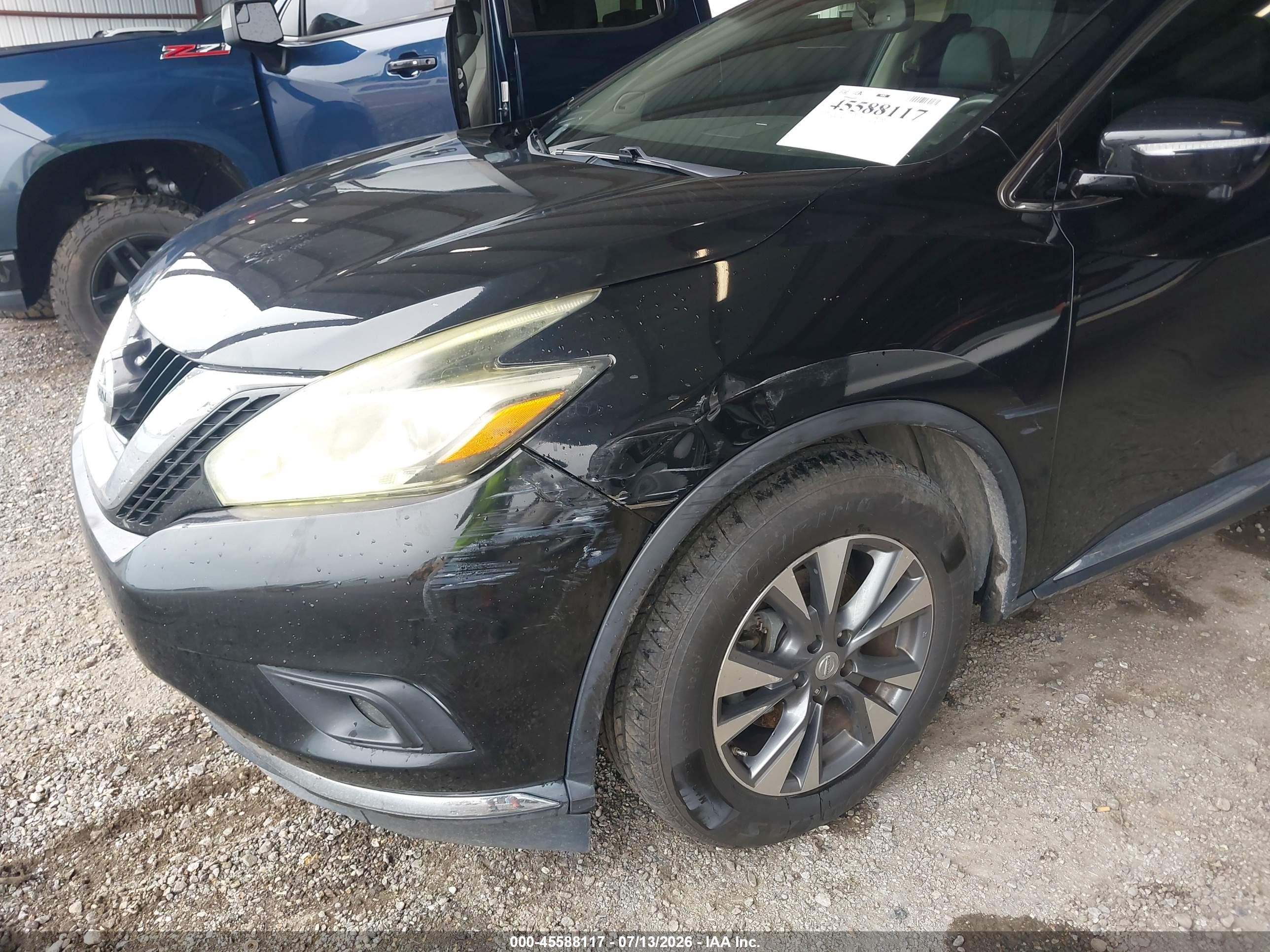 2015 Nissan Murano Sl Black vin: 5N1AZ2MG3FN220611