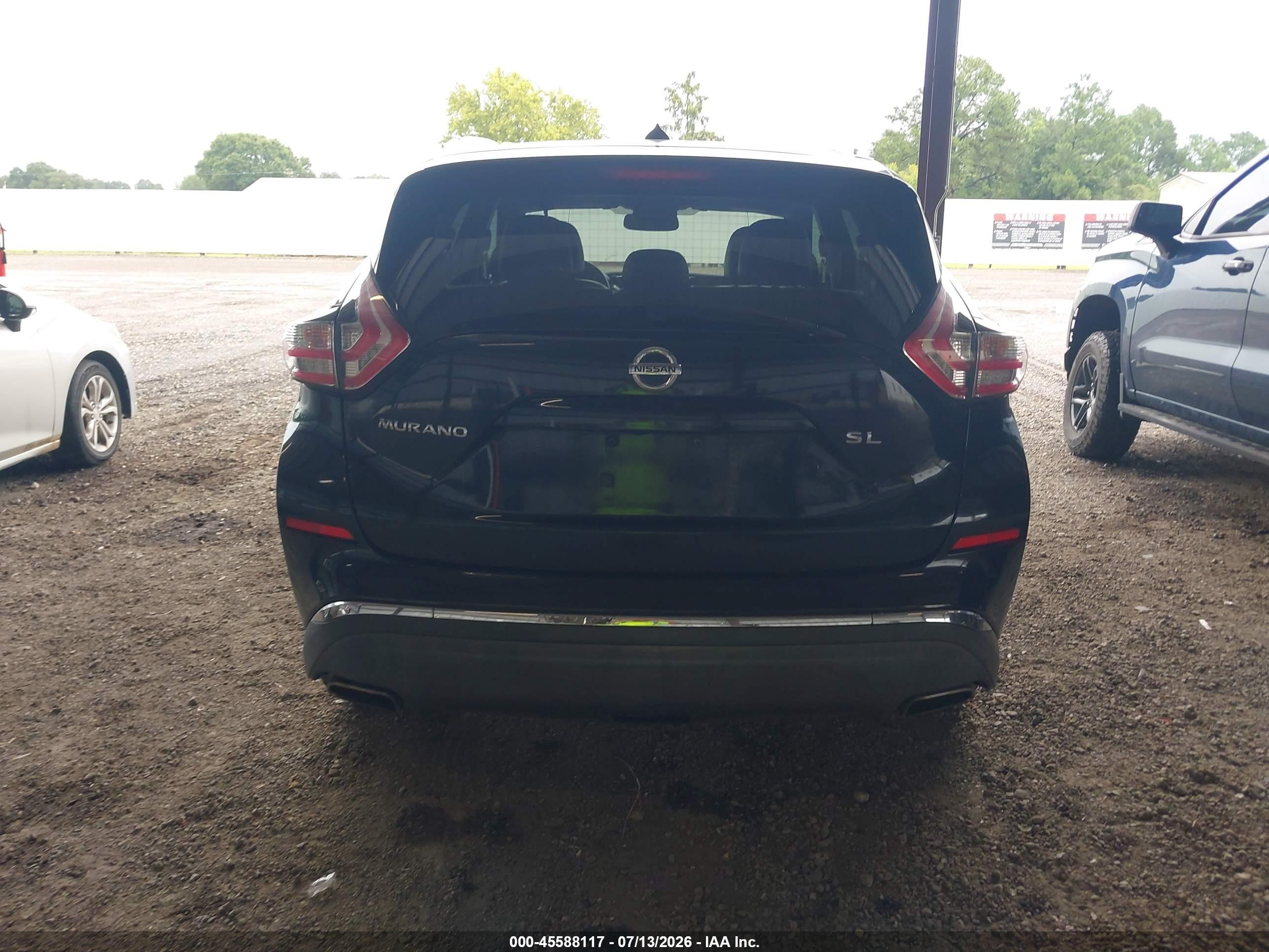 2015 Nissan Murano Sl Black vin: 5N1AZ2MG3FN220611