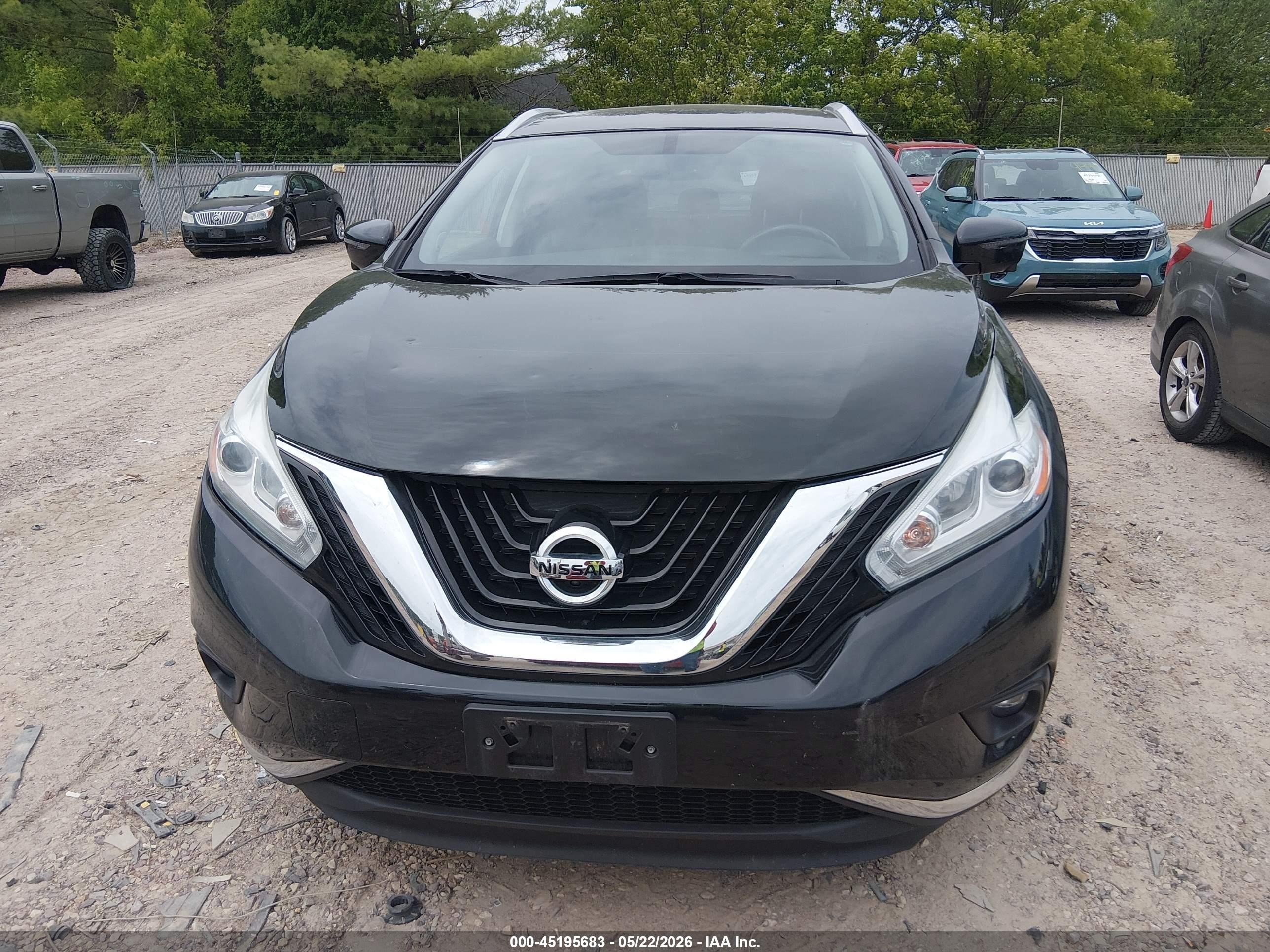 2017 Nissan Murano Sl Черный vin: 5N1AZ2MG3HN188973