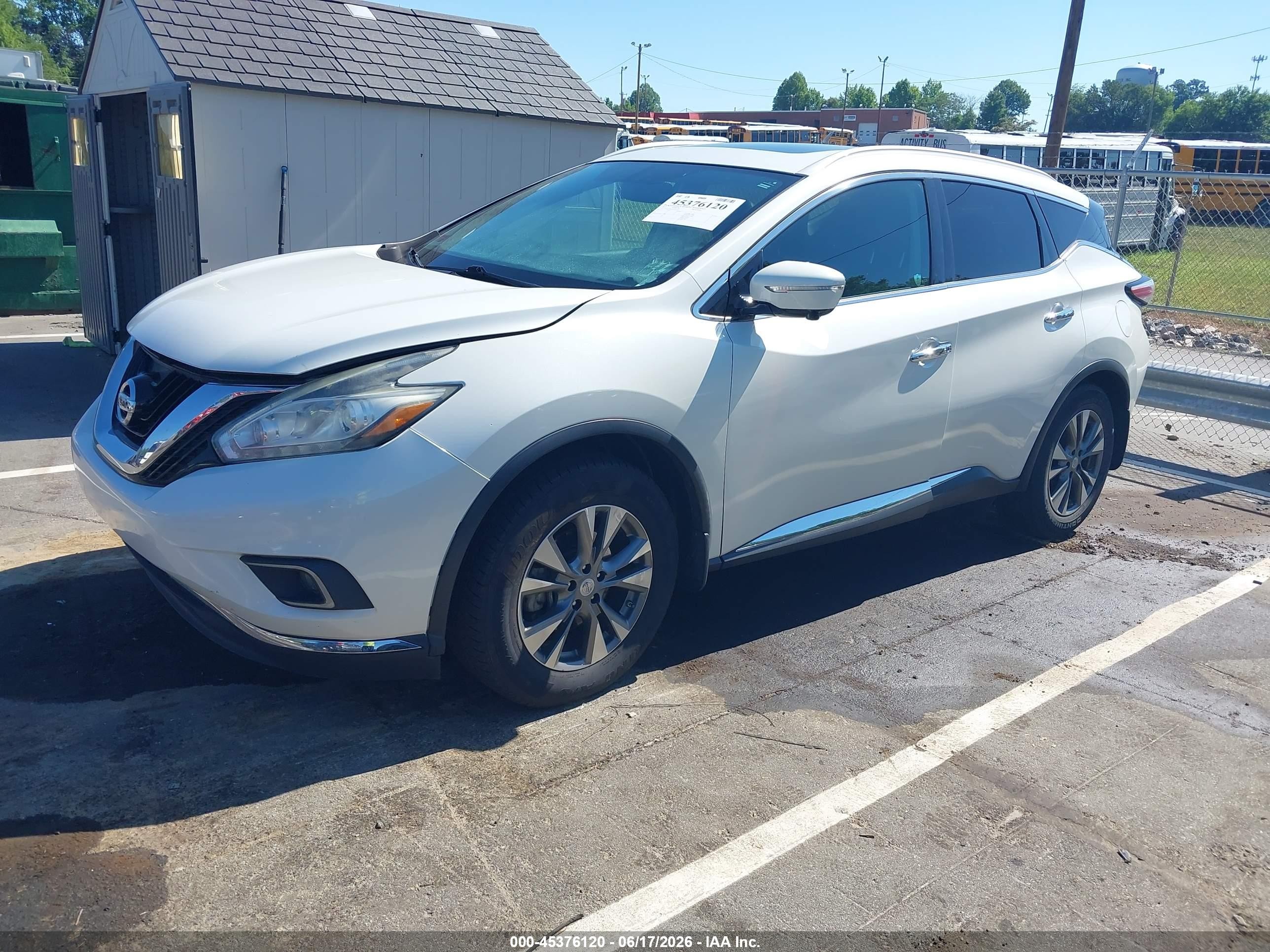 2015 Nissan Murano Sl White vin: 5N1AZ2MG4FN207558