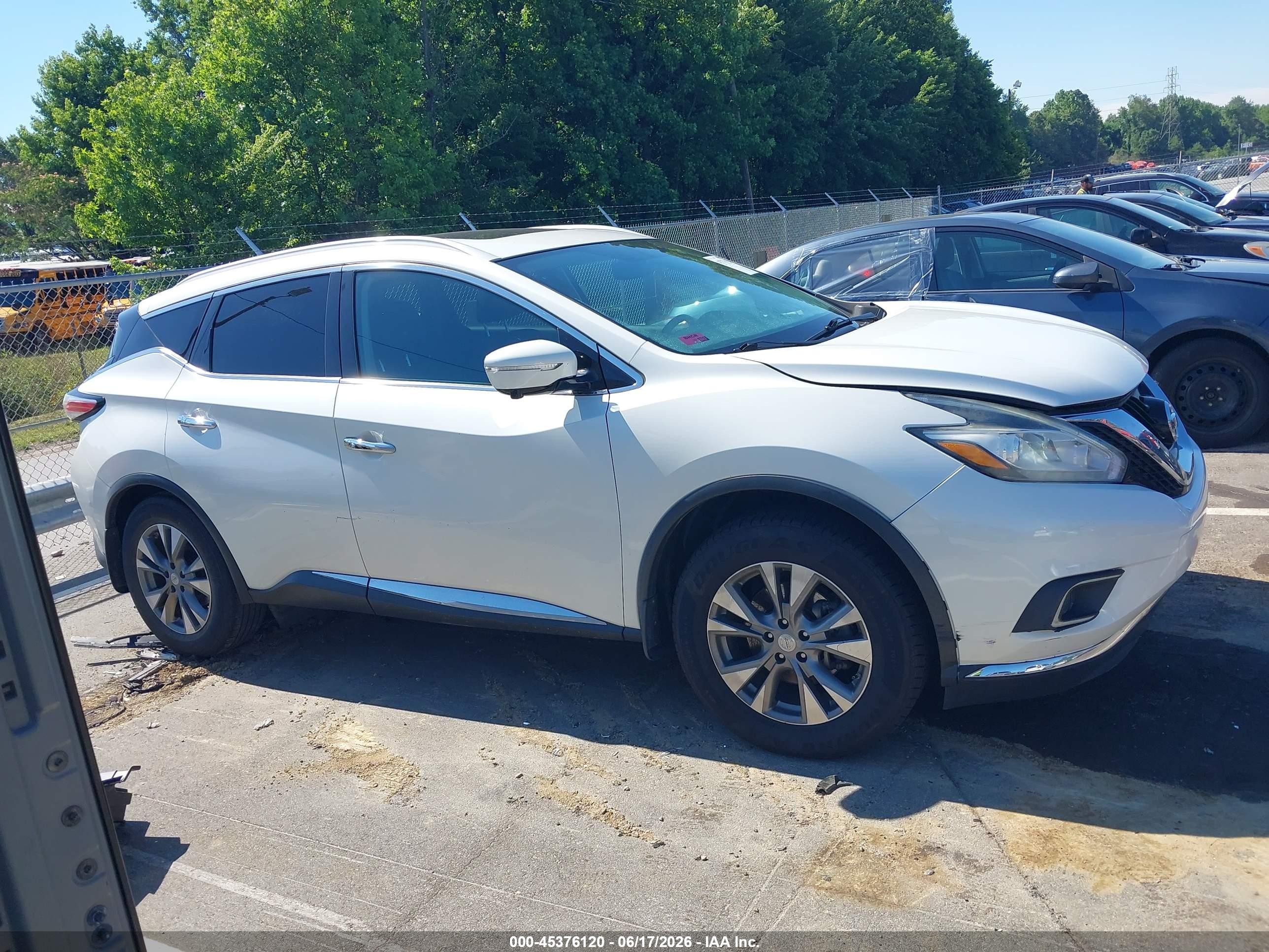 2015 Nissan Murano Sl White vin: 5N1AZ2MG4FN207558