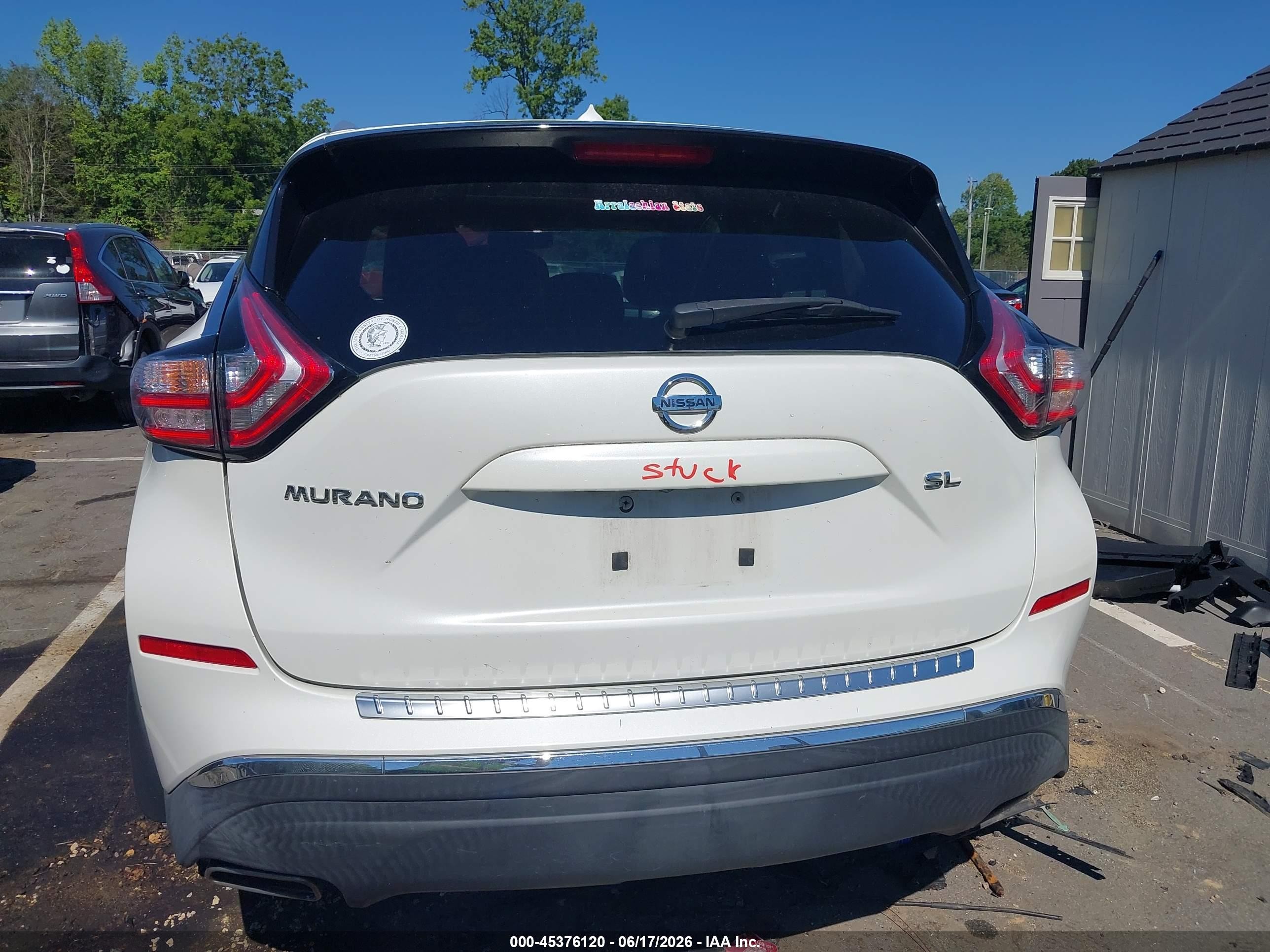 2015 Nissan Murano Sl White vin: 5N1AZ2MG4FN207558