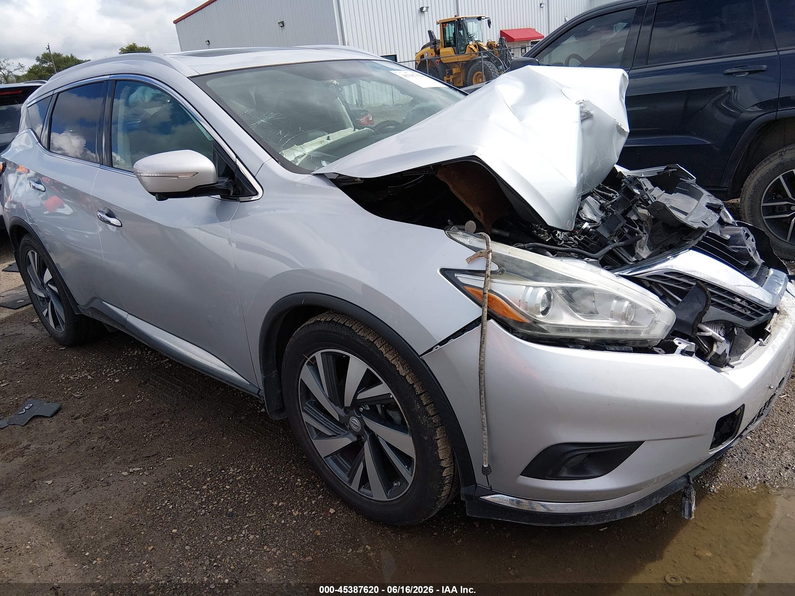 2015 Nissan Murano Platinum Silver vin: 5N1AZ2MG4FN210637