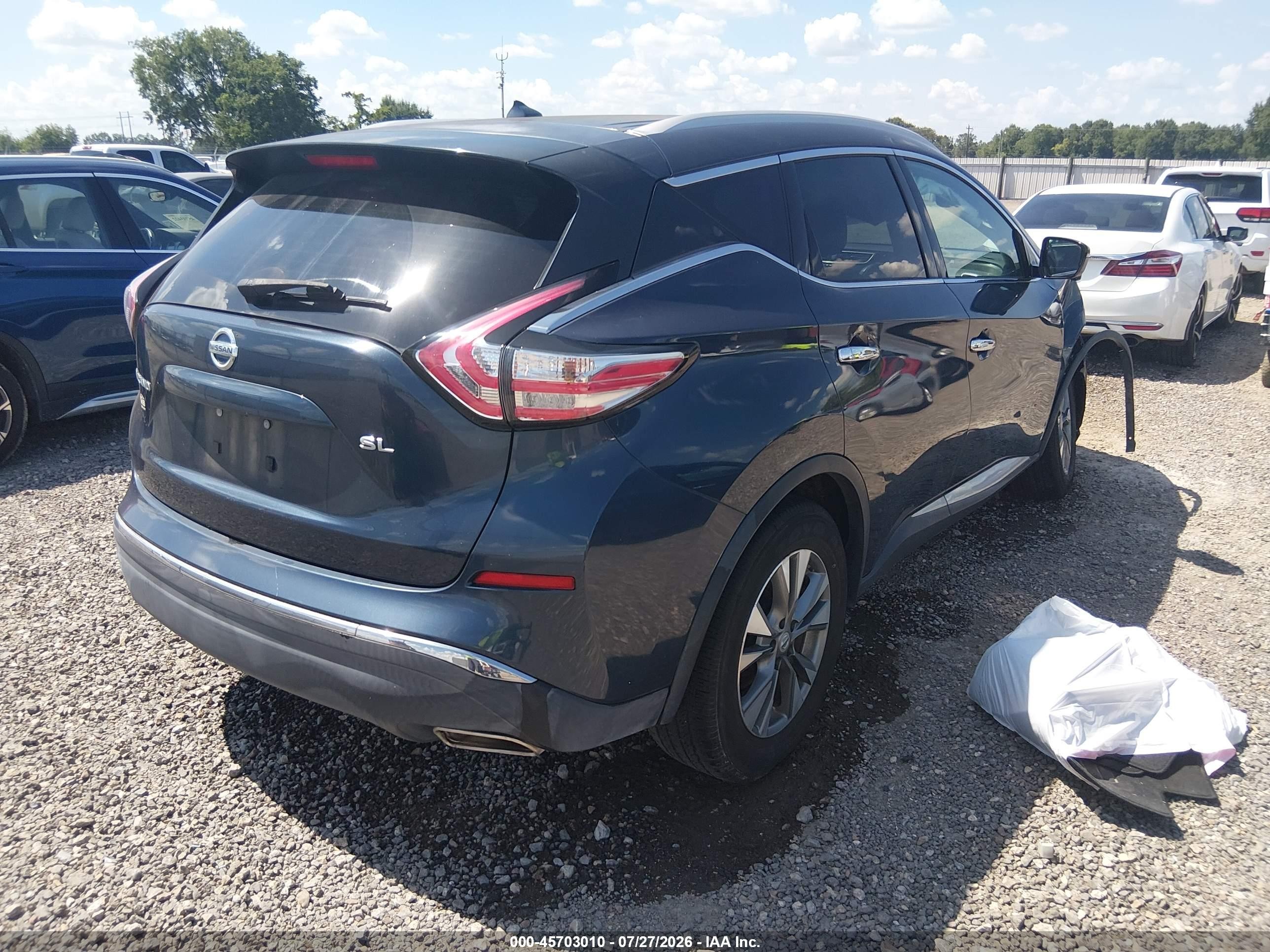 2015 Nissan Murano Sl Черный vin: 5N1AZ2MG4FN216356