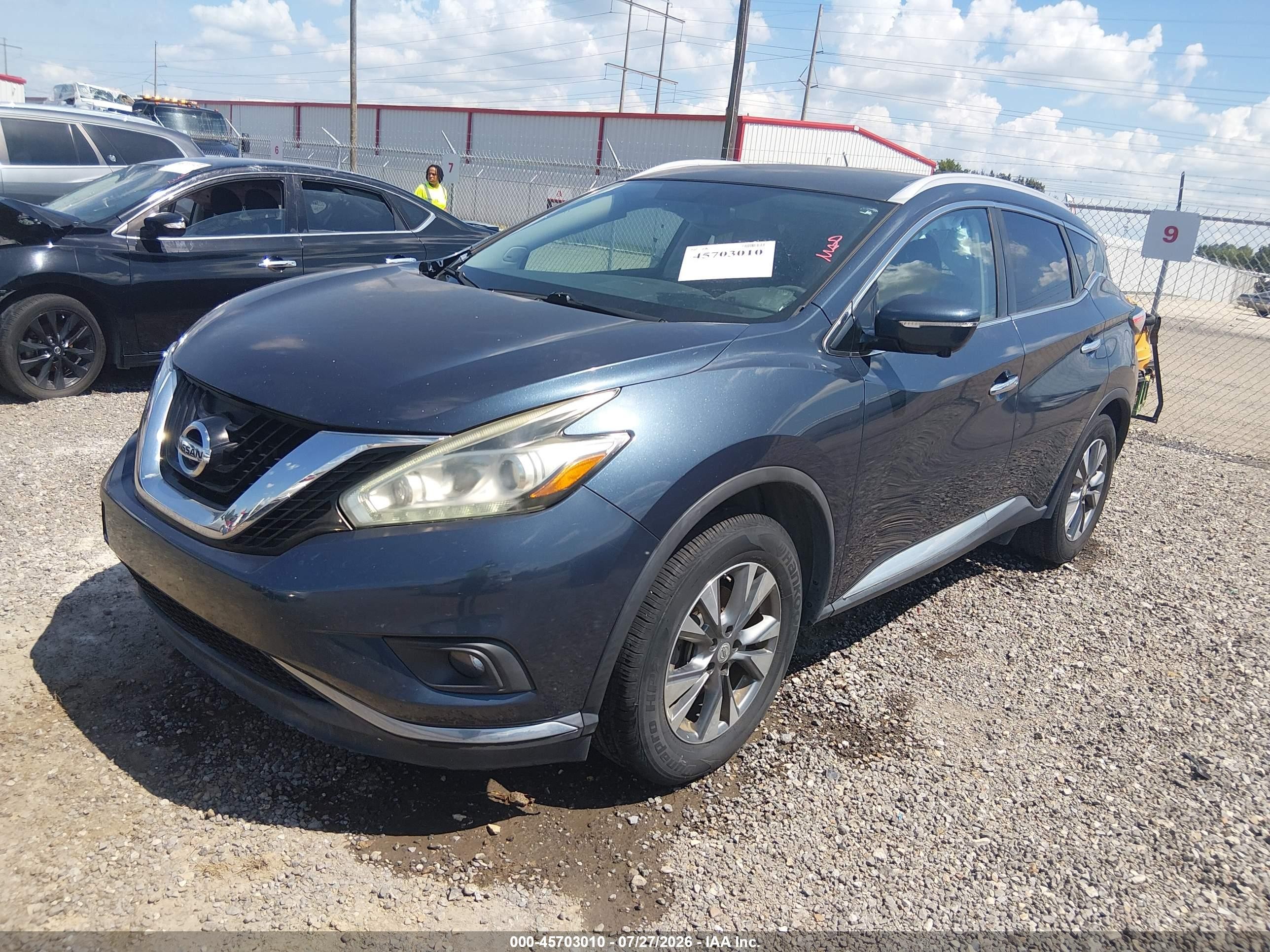 2015 Nissan Murano Sl Черный vin: 5N1AZ2MG4FN216356
