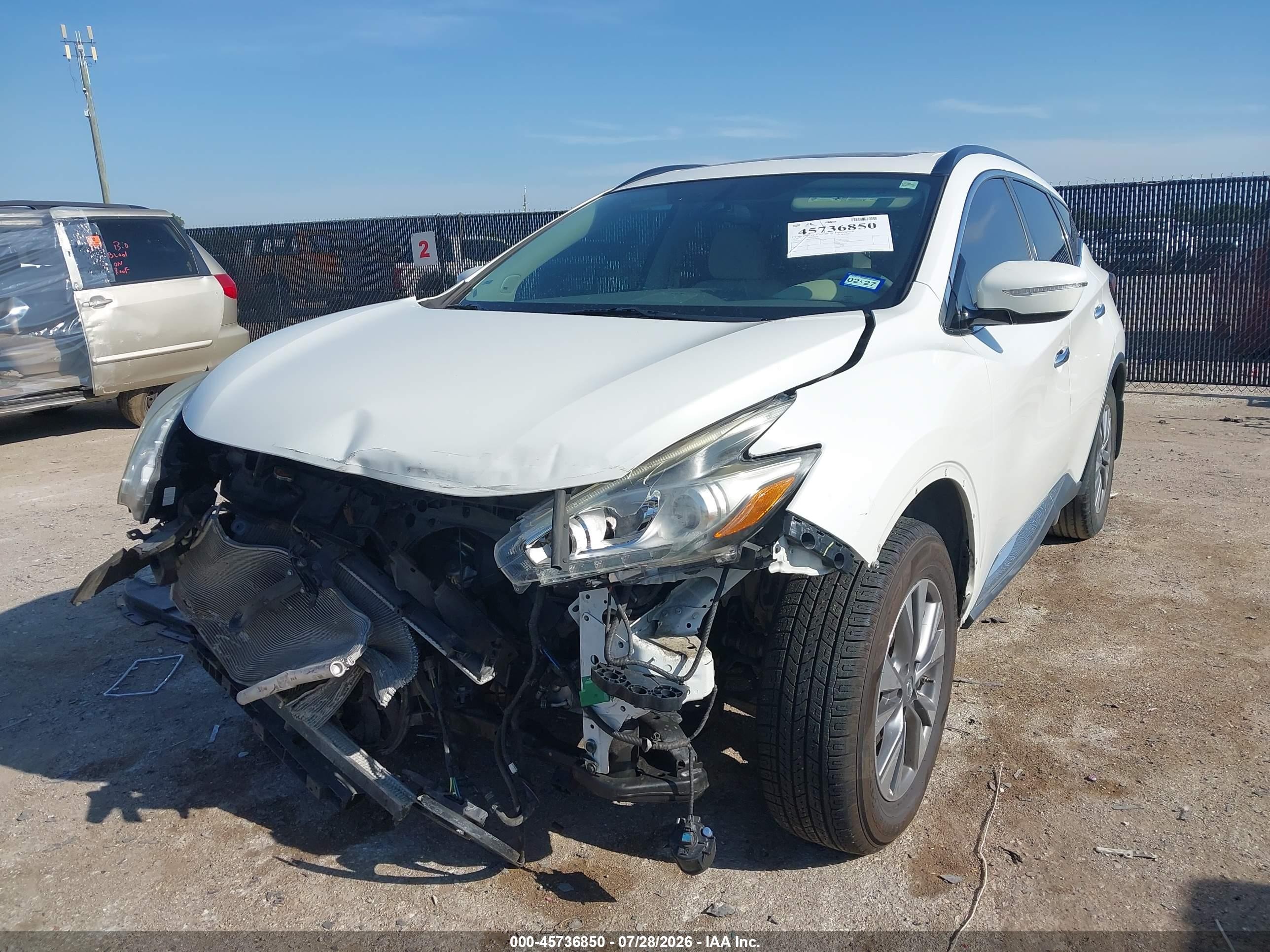 2015 Nissan Murano Sv White vin: 5N1AZ2MG4FN236266