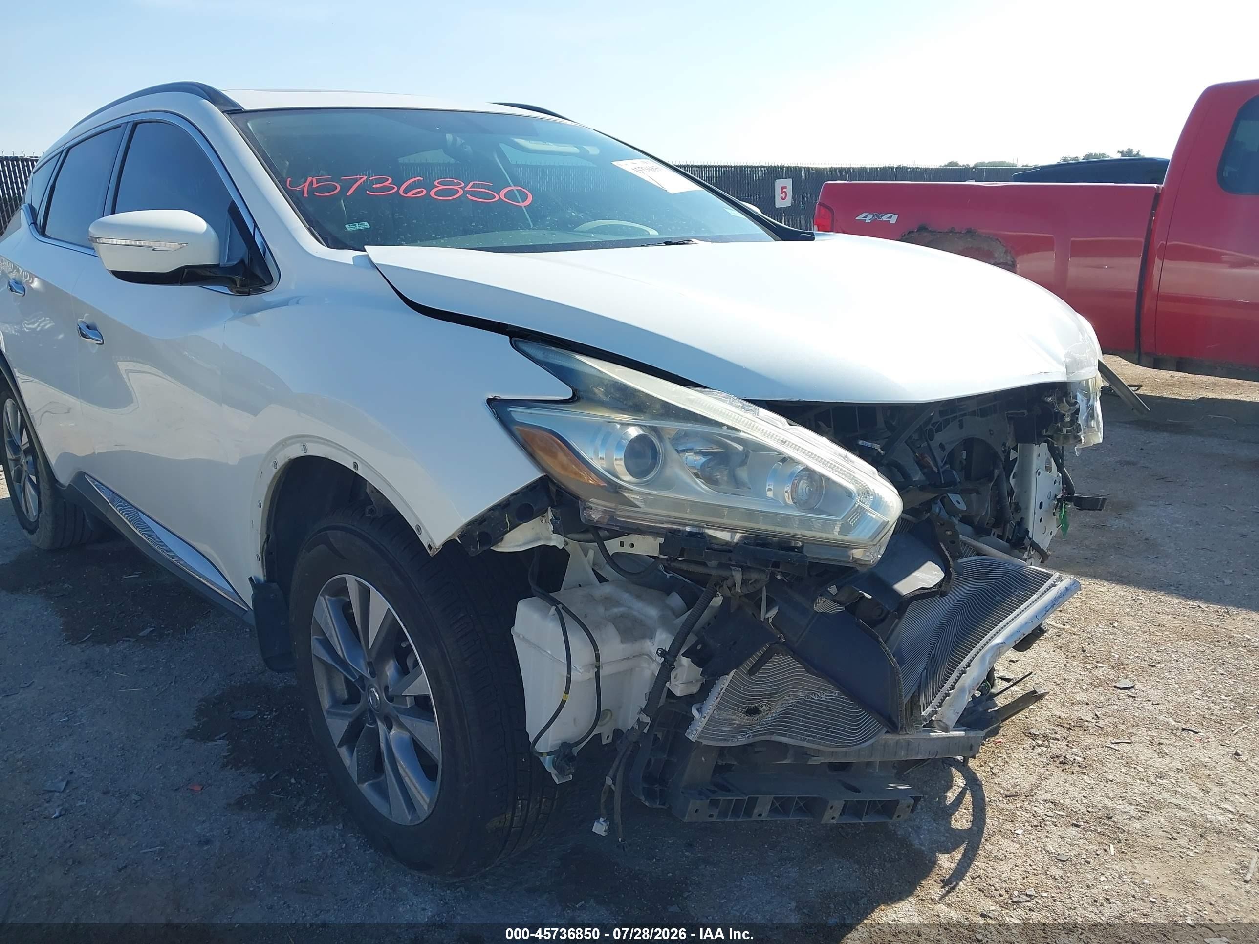 2015 Nissan Murano Sv White vin: 5N1AZ2MG4FN236266