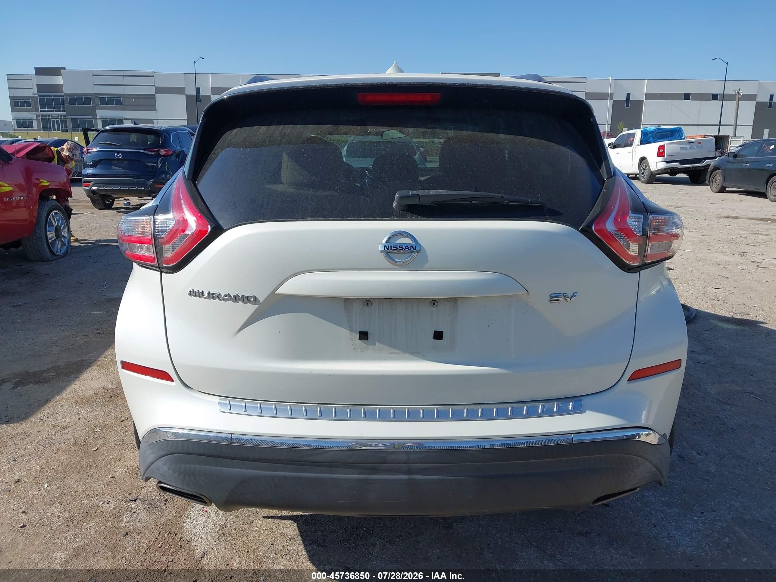 2015 Nissan Murano Sv White vin: 5N1AZ2MG4FN236266