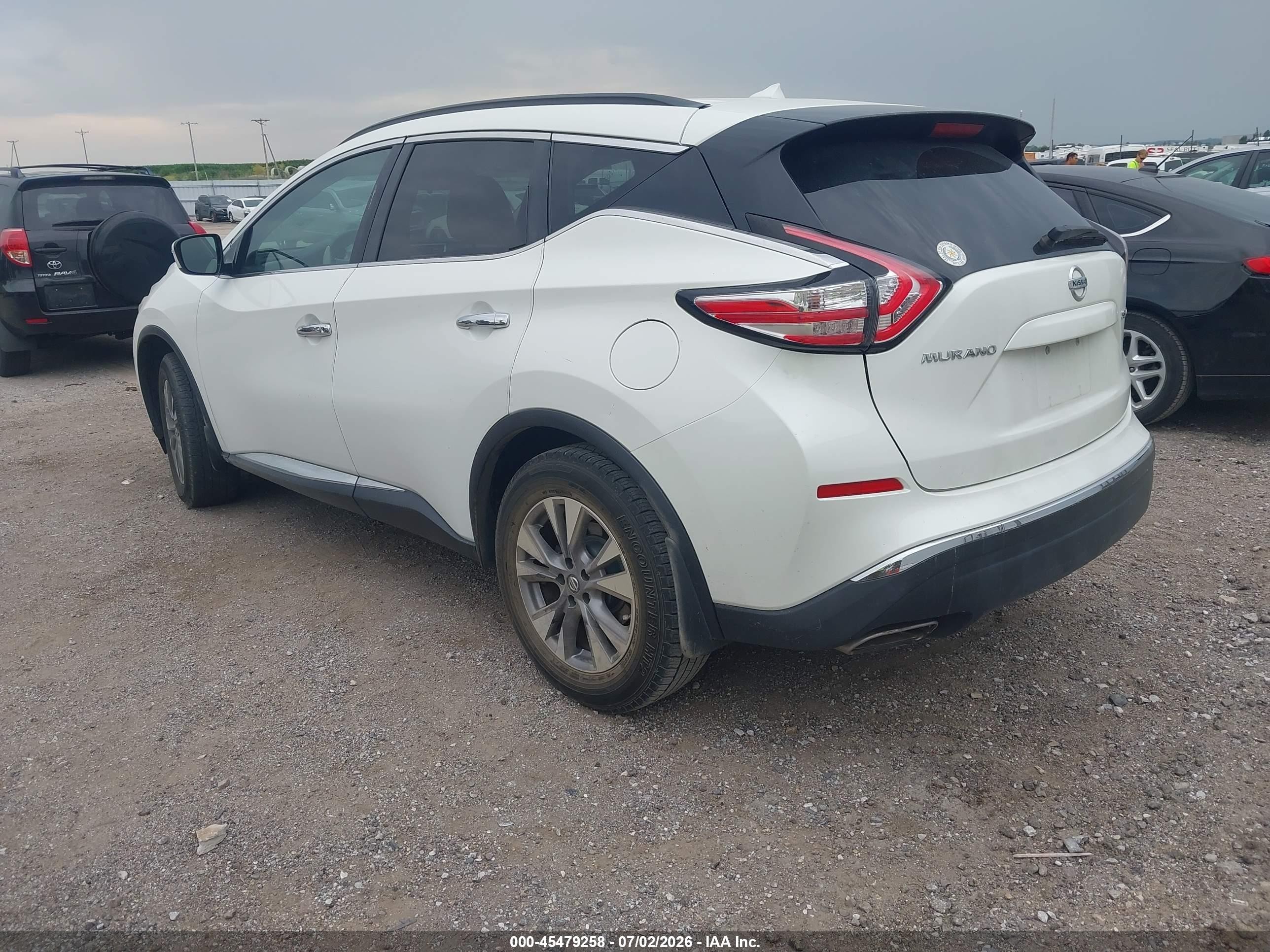 2015 Nissan Murano Sv White vin: 5N1AZ2MG4FN242231
