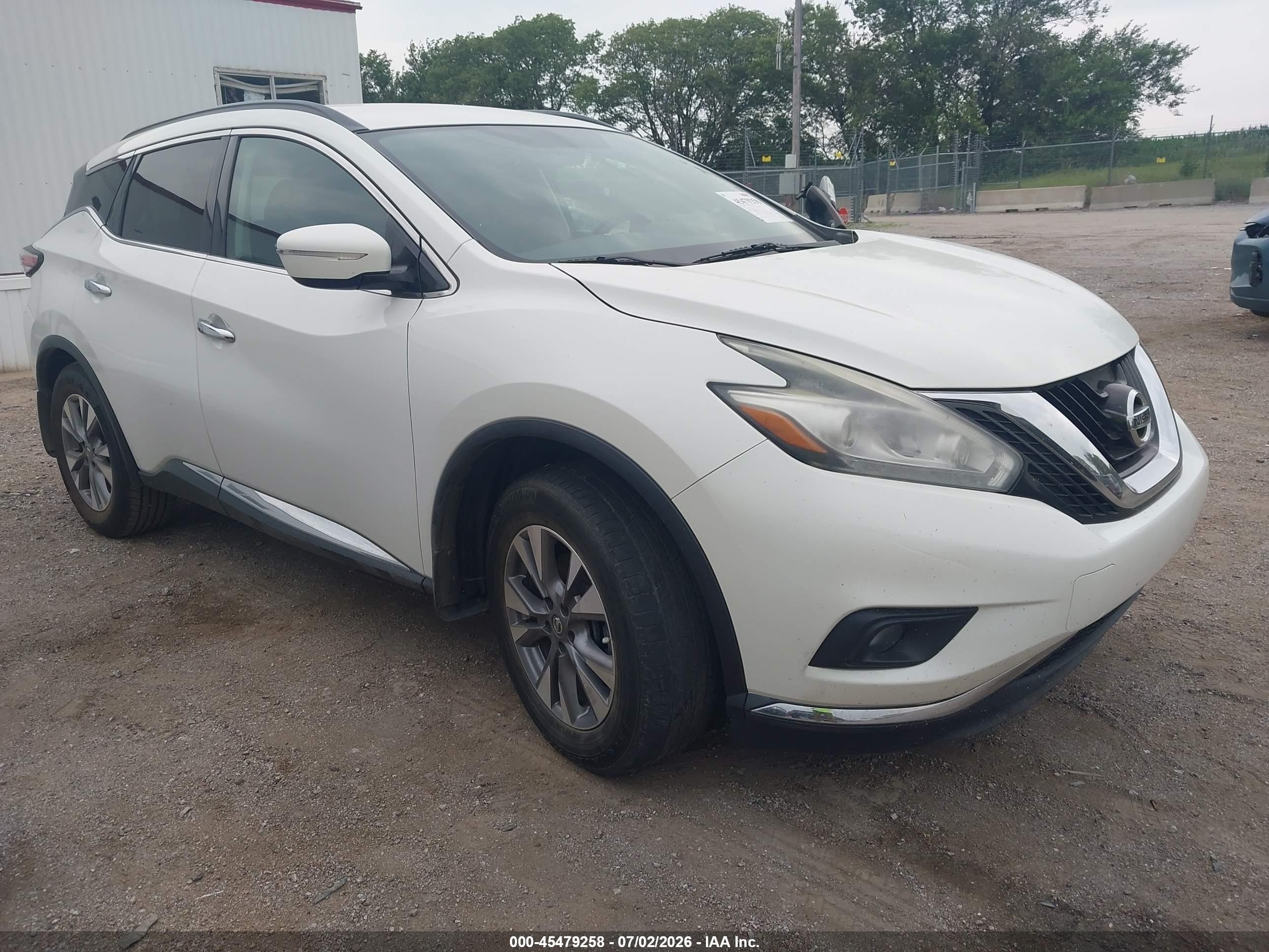 2015 Nissan Murano Sv White vin: 5N1AZ2MG4FN242231