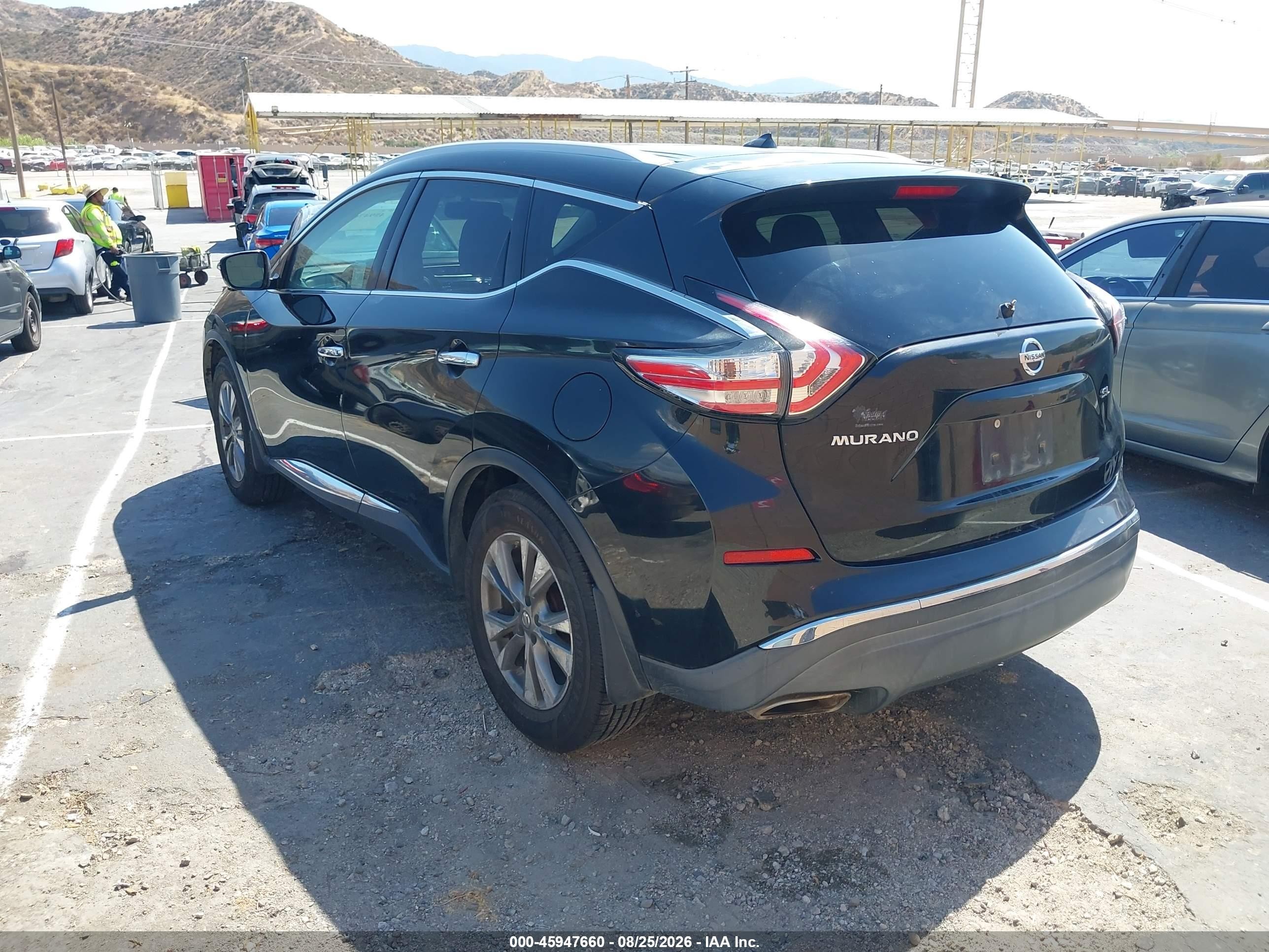 2015 Nissan Murano Sl Черный vin: 5N1AZ2MG4FN251446