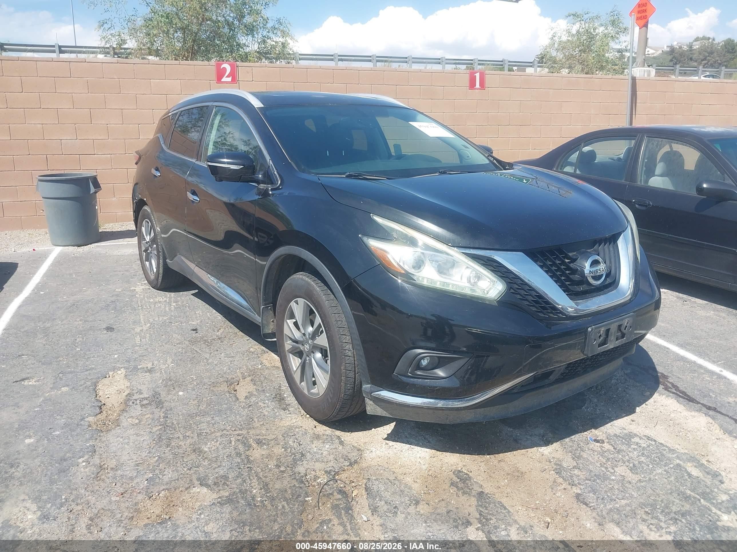 2015 Nissan Murano Sl Черный vin: 5N1AZ2MG4FN251446