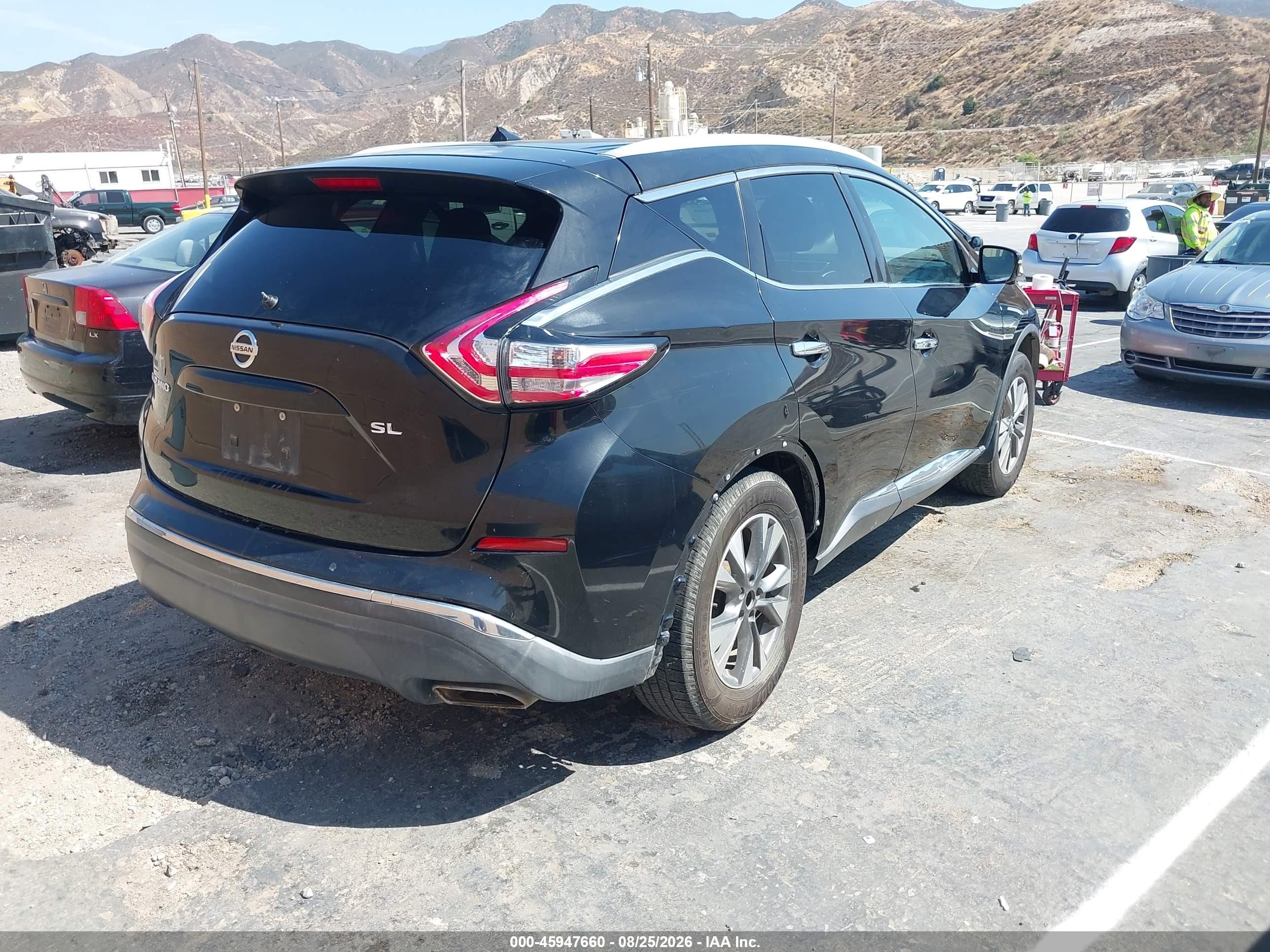 2015 Nissan Murano Sl Черный vin: 5N1AZ2MG4FN251446