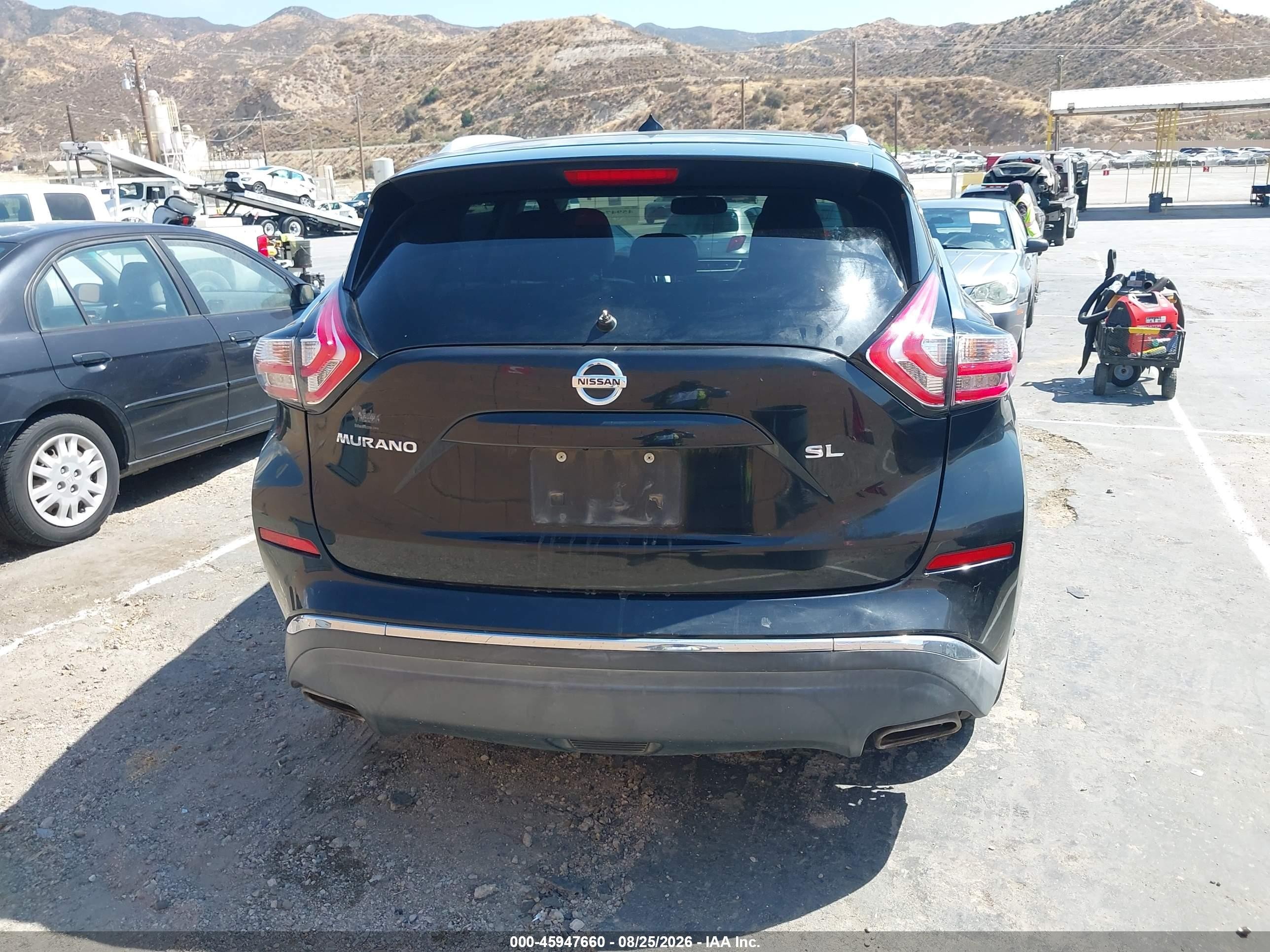 2015 Nissan Murano Sl Черный vin: 5N1AZ2MG4FN251446