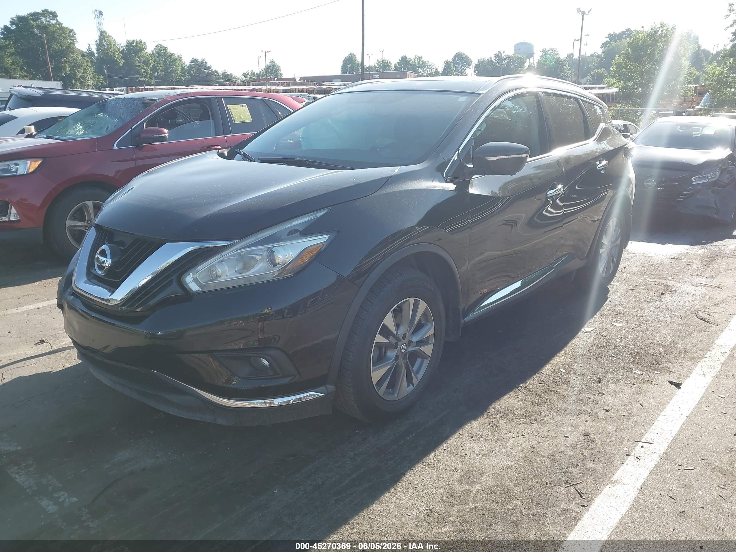 2015 Nissan Murano Sl Black vin: 5N1AZ2MG4FN262866