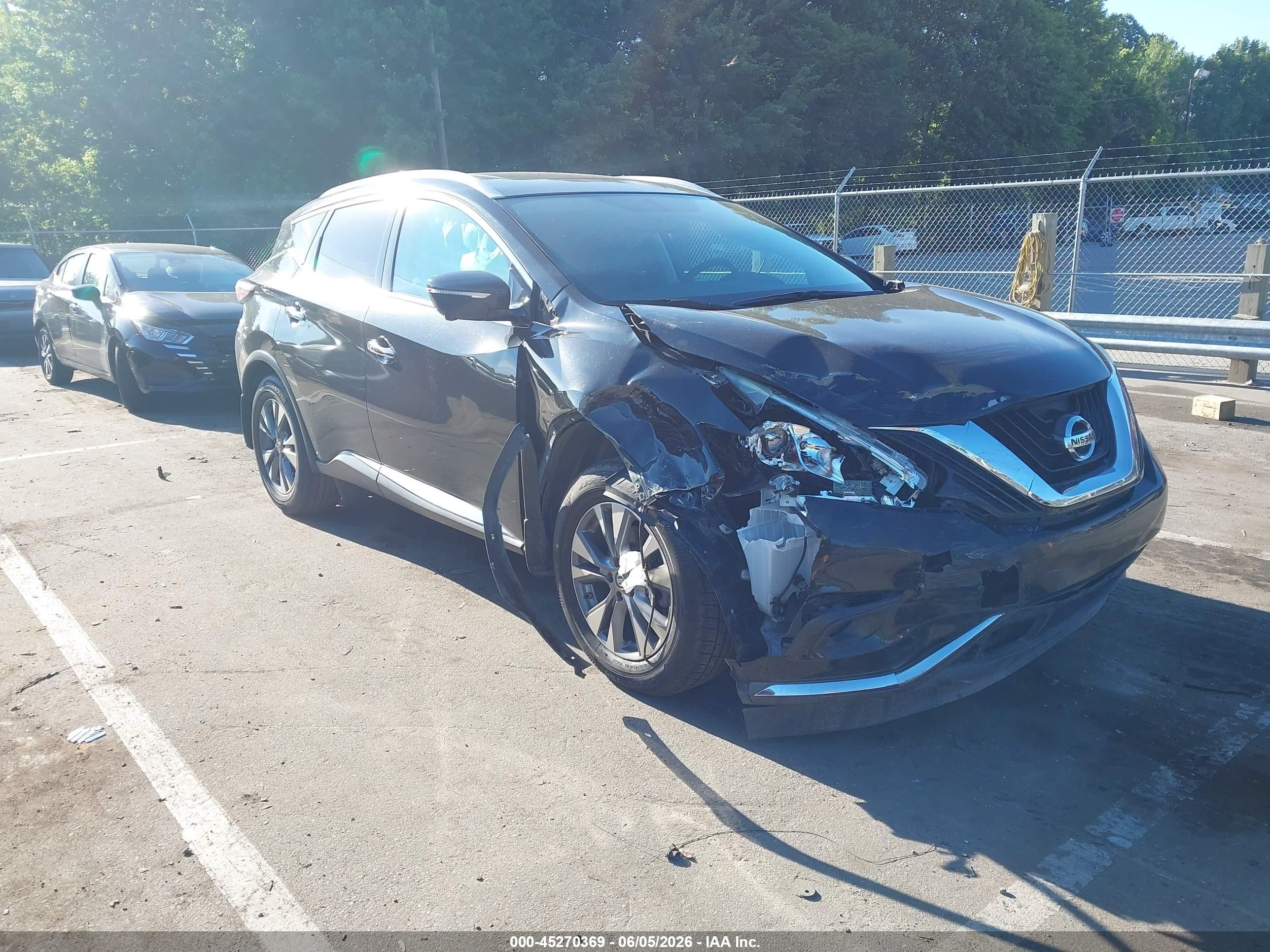 2015 Nissan Murano Sl Black vin: 5N1AZ2MG4FN262866
