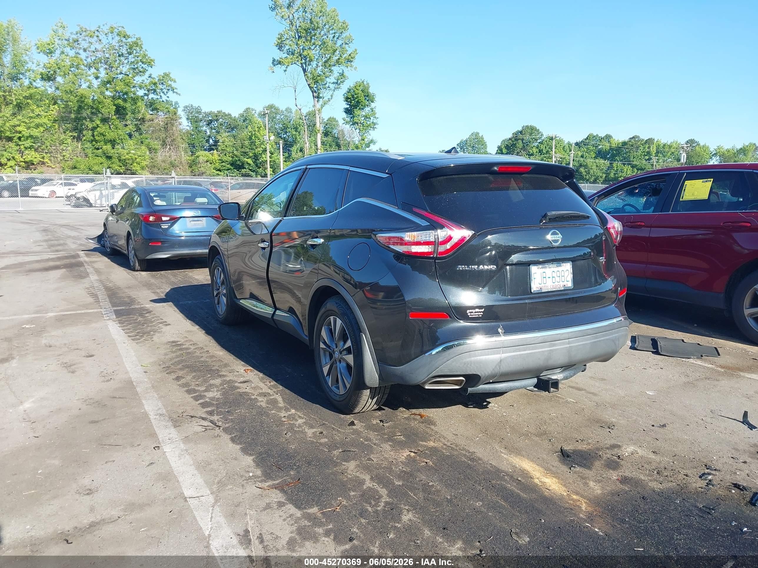 2015 Nissan Murano Sl Black vin: 5N1AZ2MG4FN262866