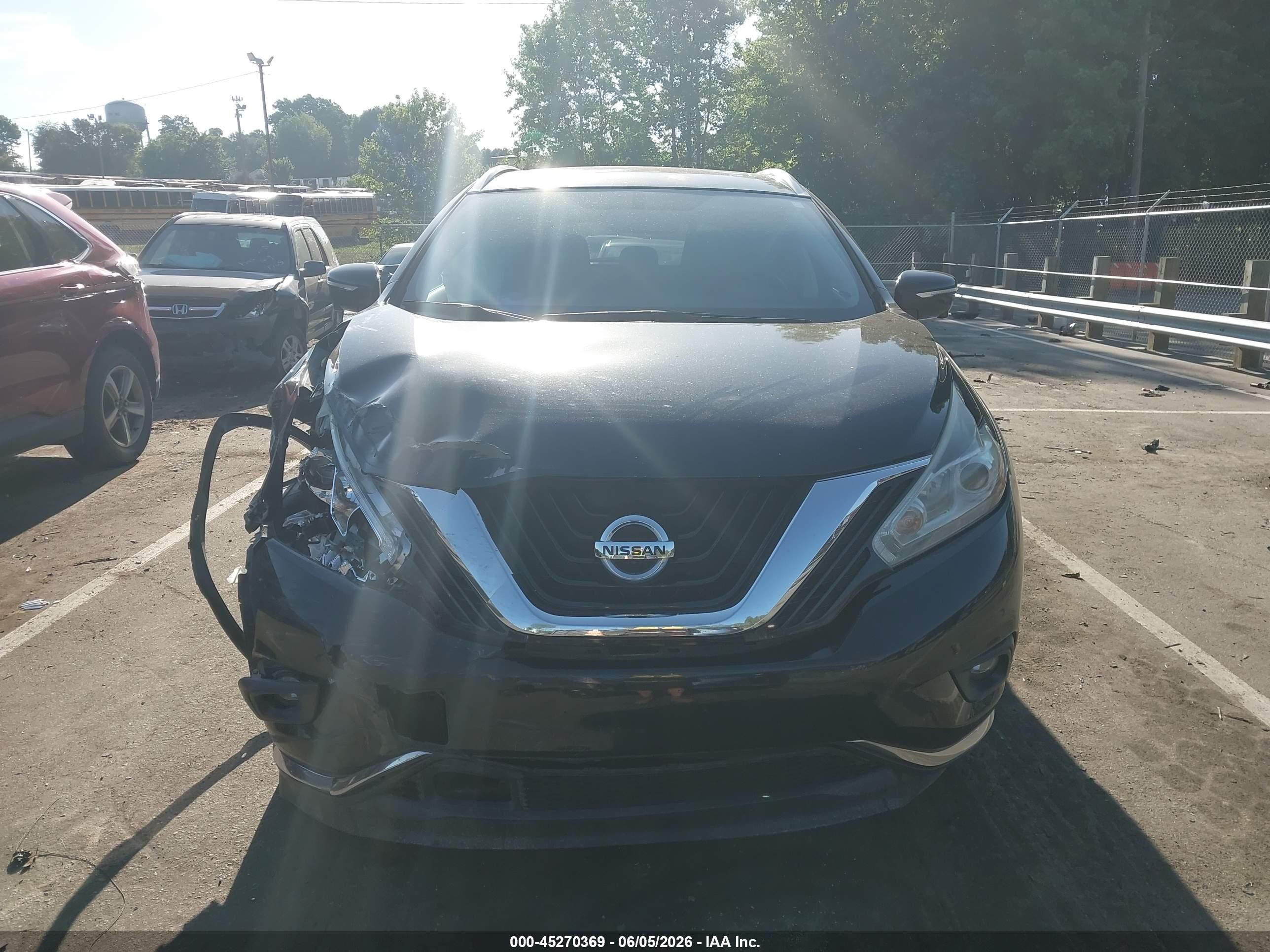 2015 Nissan Murano Sl Black vin: 5N1AZ2MG4FN262866
