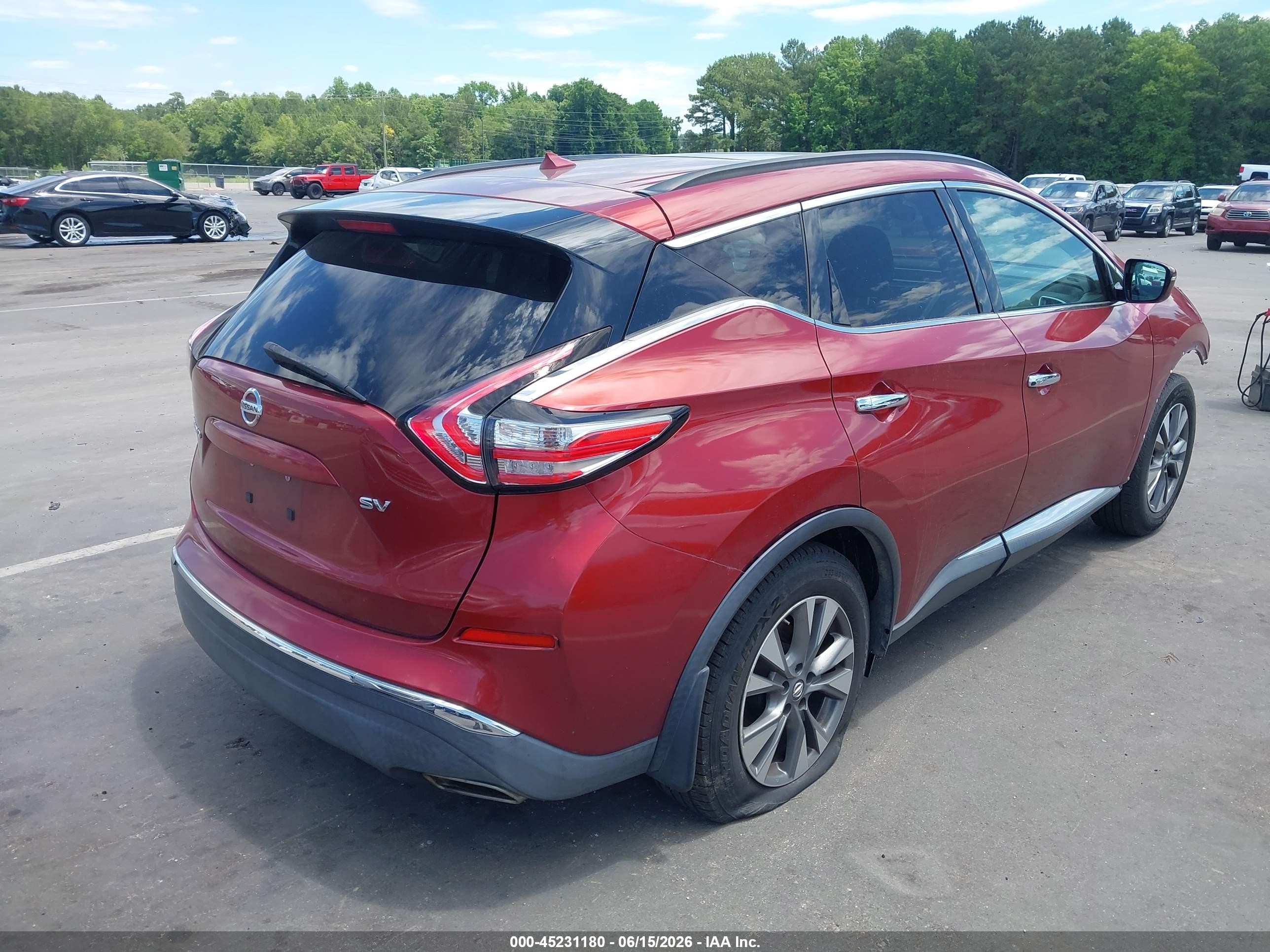 2015 Nissan Murano Platinum/s/sl/sv Red vin: 5N1AZ2MG4FN288349