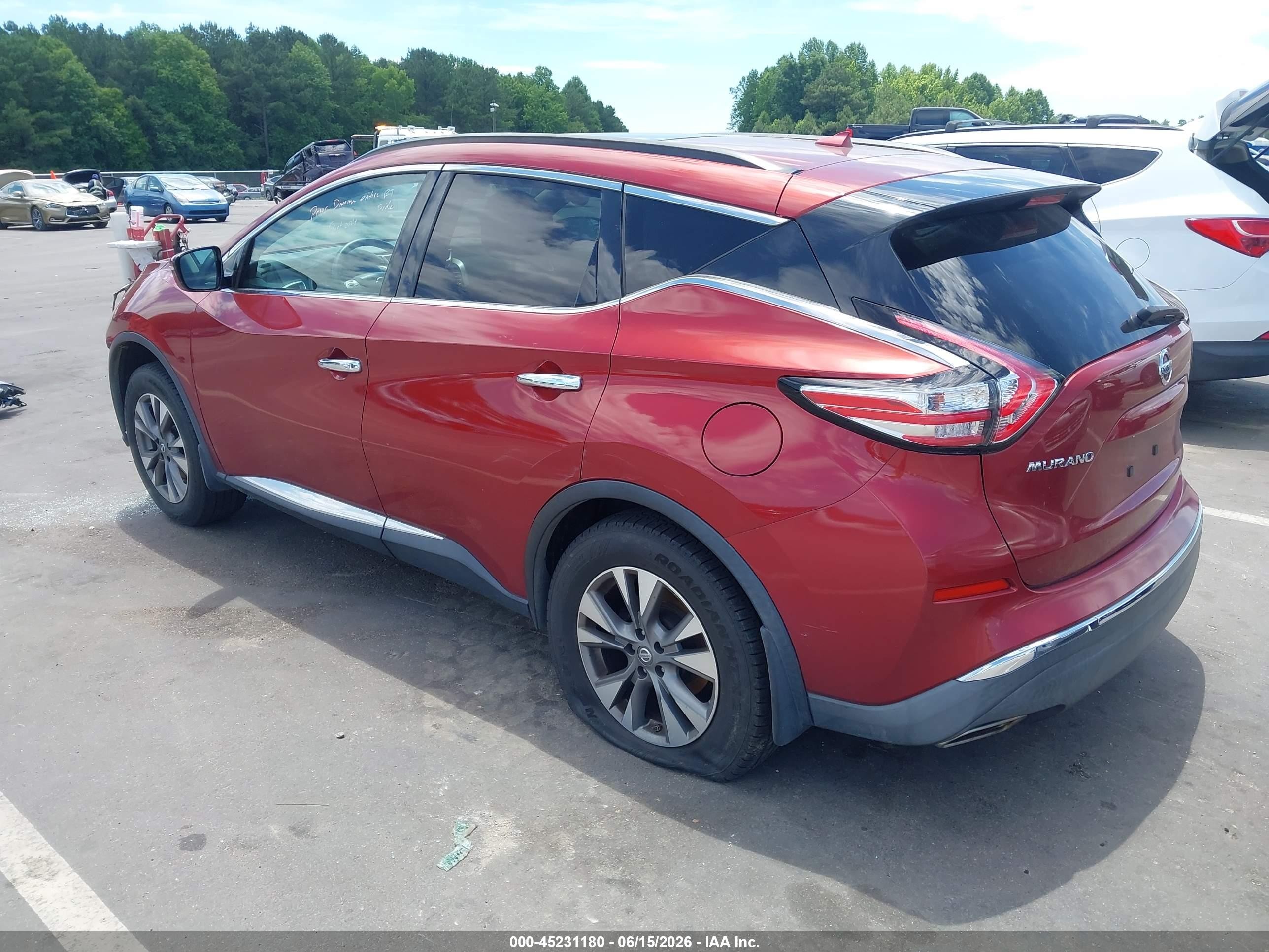 2015 Nissan Murano Platinum/s/sl/sv Red vin: 5N1AZ2MG4FN288349