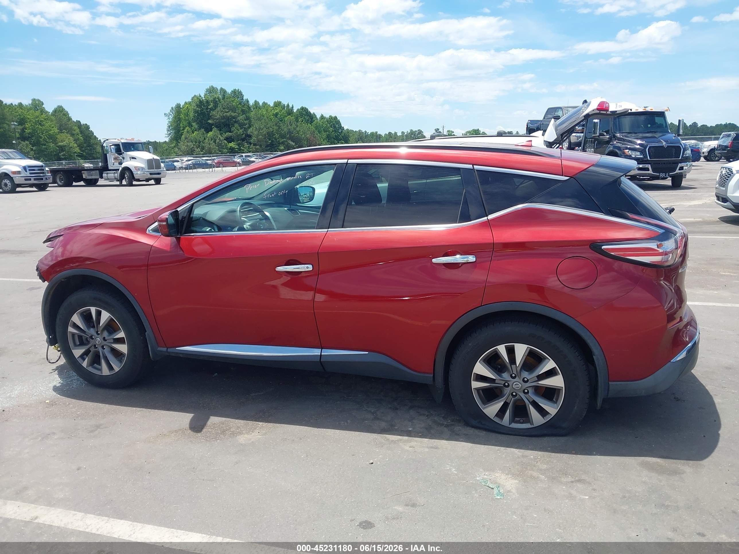 2015 Nissan Murano Platinum/s/sl/sv Red vin: 5N1AZ2MG4FN288349