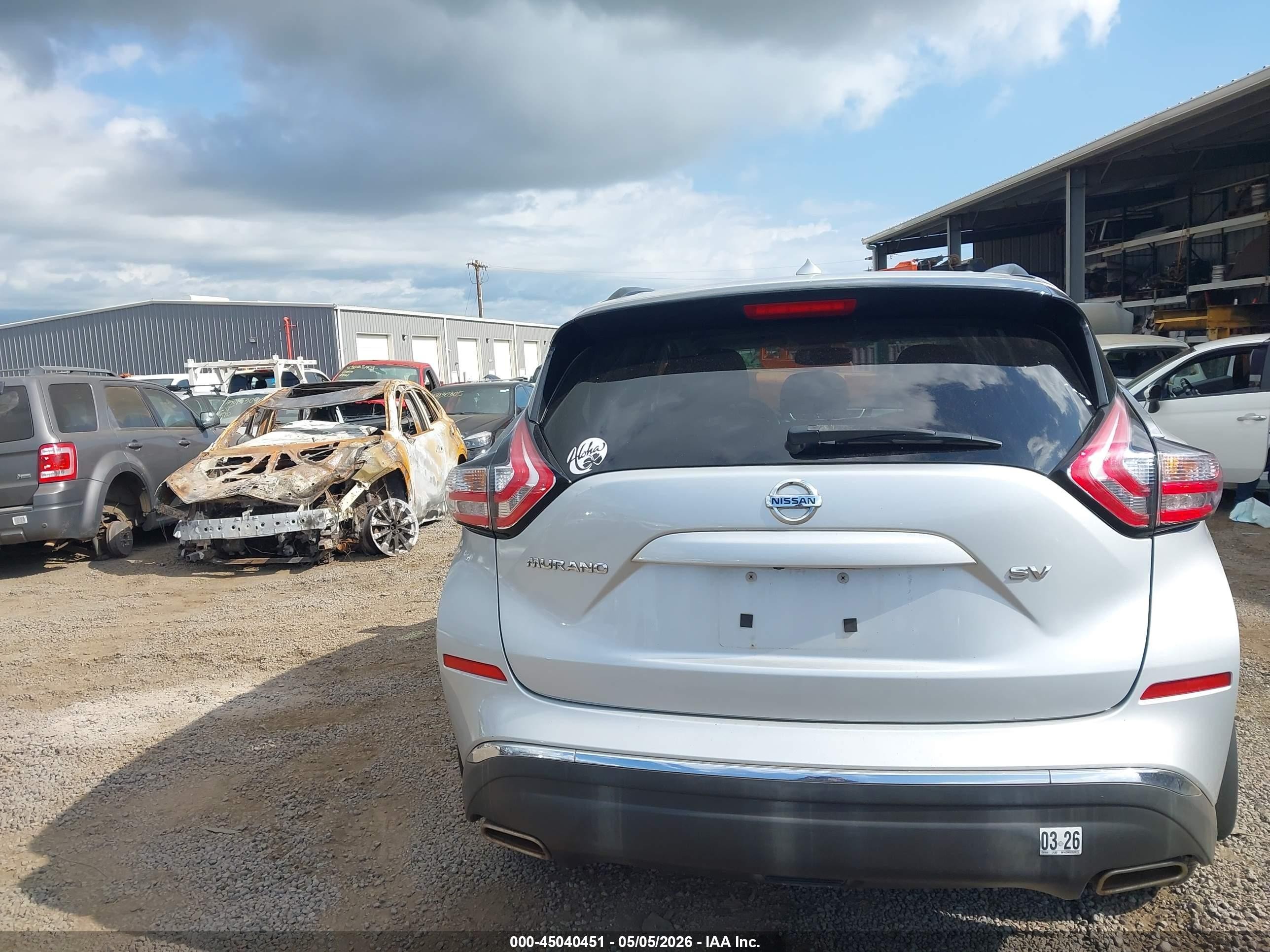 2015 Nissan Murano Sv Silver vin: 5N1AZ2MG5FN208783