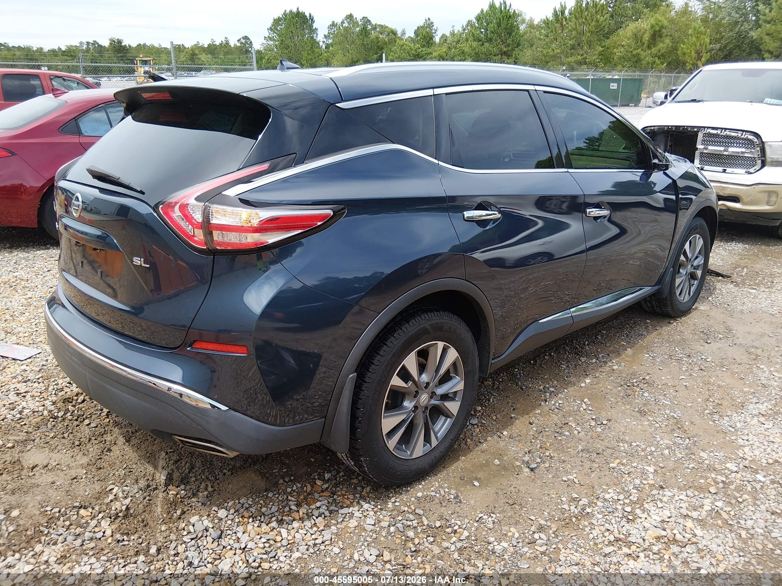 2015 Nissan Murano Sl Blue vin: 5N1AZ2MG5FN213420
